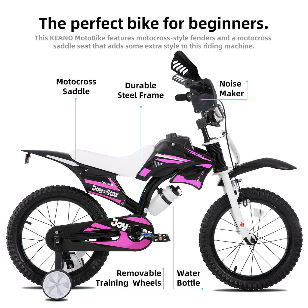 JOYSTAR Motocross Style Kids Bike for Boys Girls Ages 2-4 Years, 12 Inch Children Bicycles Black