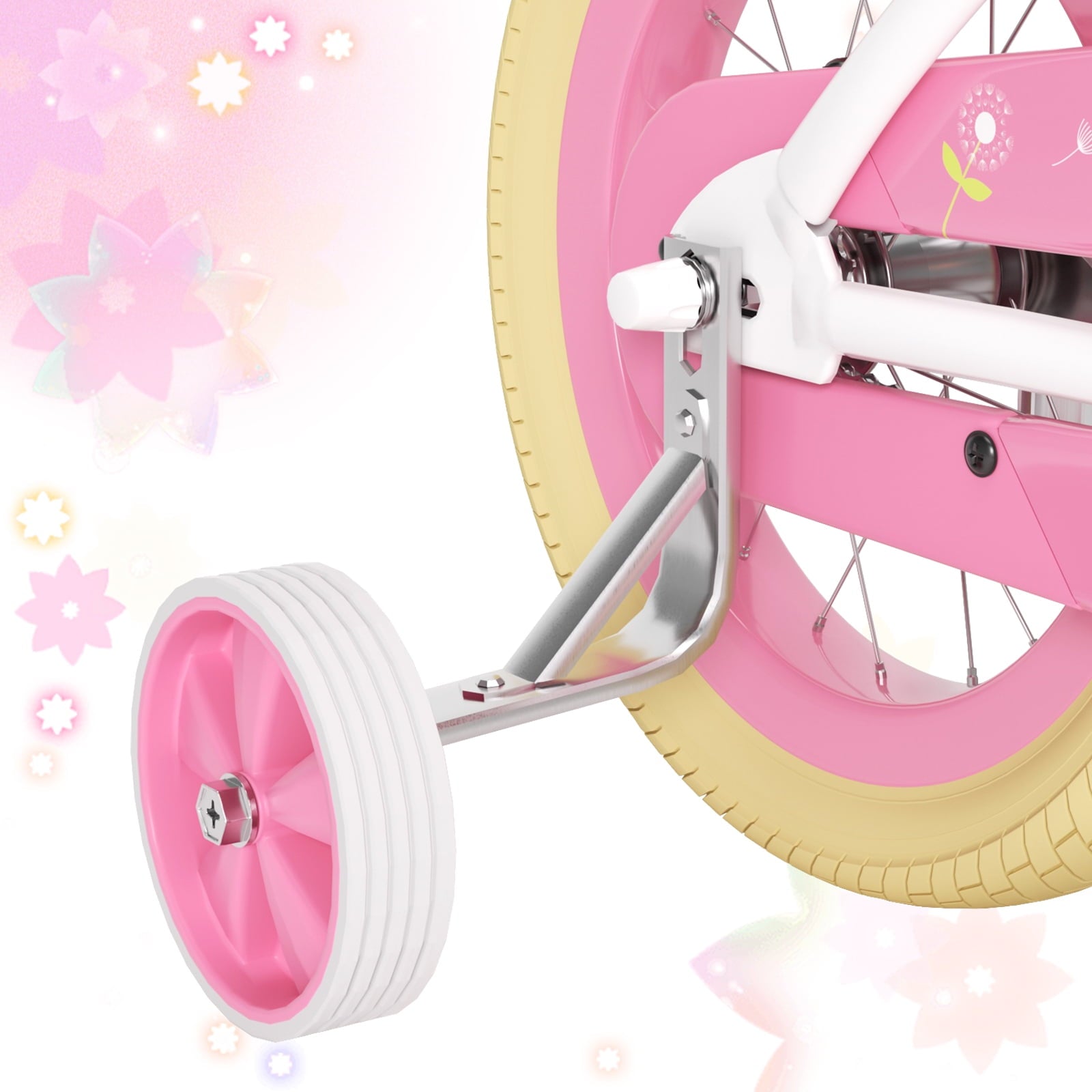 XJD 12 inch Kids Girls Bike for Ages 2-4 Years Child With Training Wheel 12 Children Bicycle With Handbrake Basket Toddler Cycle Bikes Pink