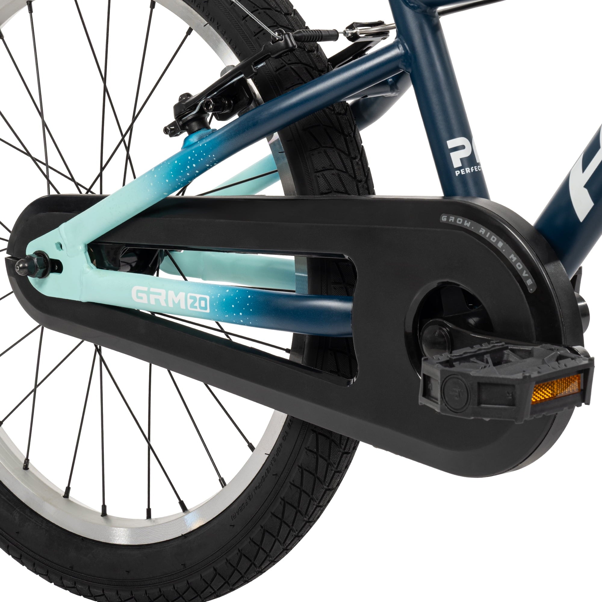 Huffy 20-Inch GRM Kids’ Bike, Perfect Fit Frame for a Natural Riding Position, Dual Braking System for Confident Control, Full Chainguard for Safety, Fits Riders 45–52 Tall, Blue