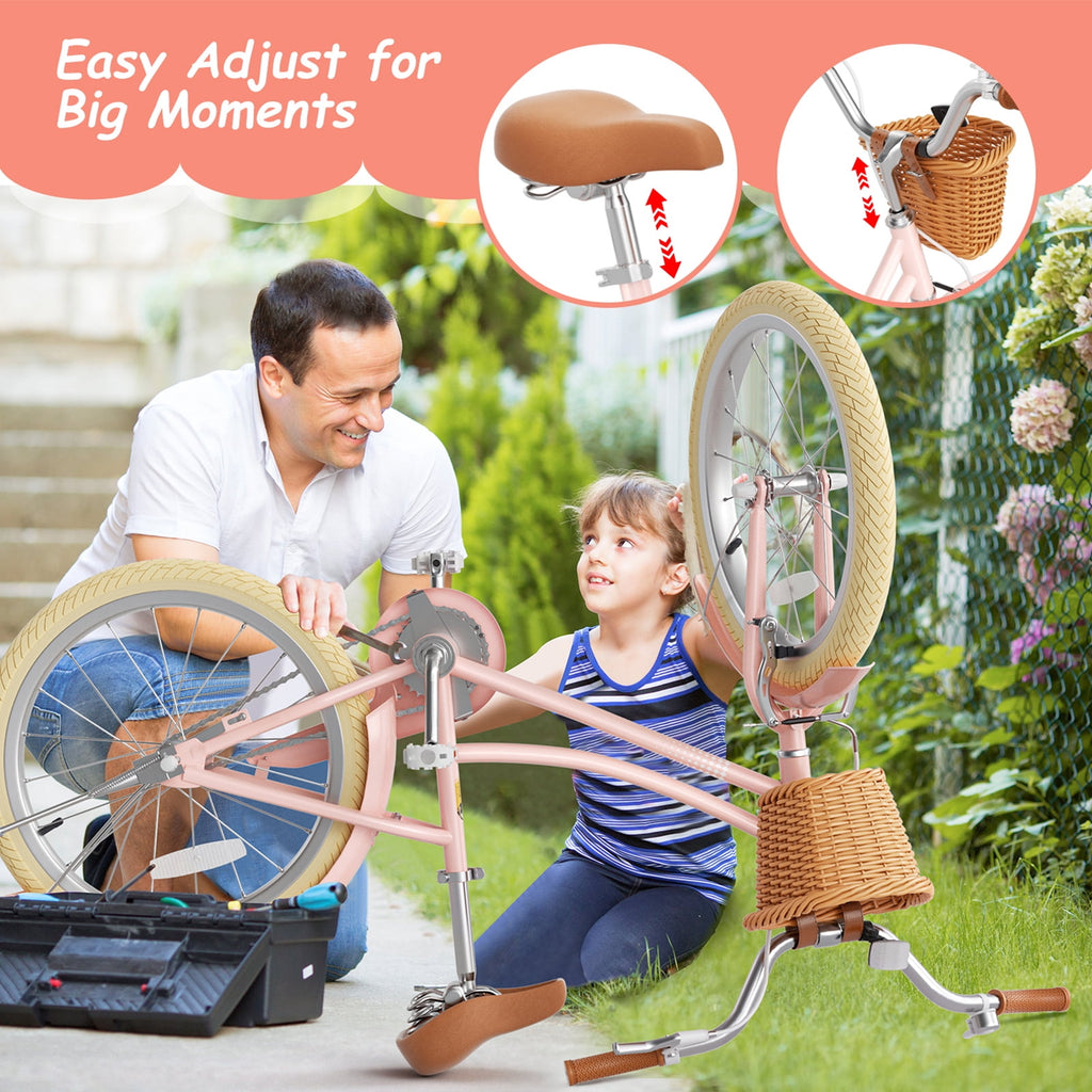 XJD 20 Inch Girls Bike for 6-12 Years Old Toddlers and Kids, Kid's Bicycle with Basket, Kid's Bike with Kickstand & Adjustable Seat Handlebar Height
