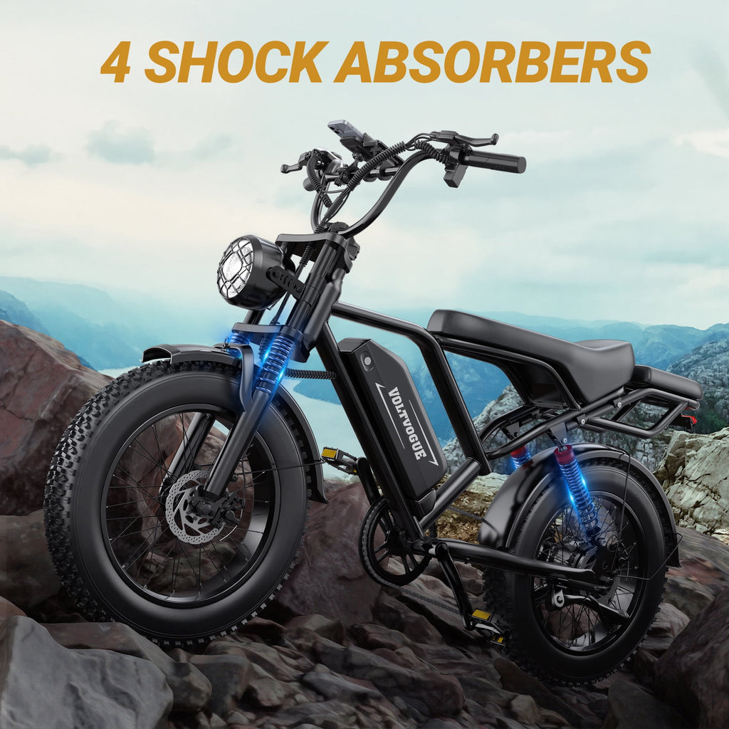 VOLTVOGUE BK-20 Adult Electric Bike, 1500W Brushless Motor, 20 Fat Tire 48V 960Wh Ebike, 31MPH Top Speed Dual Suspension