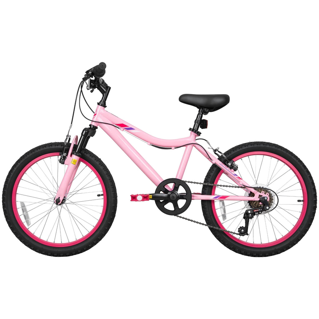 Hykolity 20 inch Kids Mountain Bike, 6 Speed Kid Bicycle Age 6-11 Year Old with Front Suspension Fork, Adjustable Seat Height, Pink