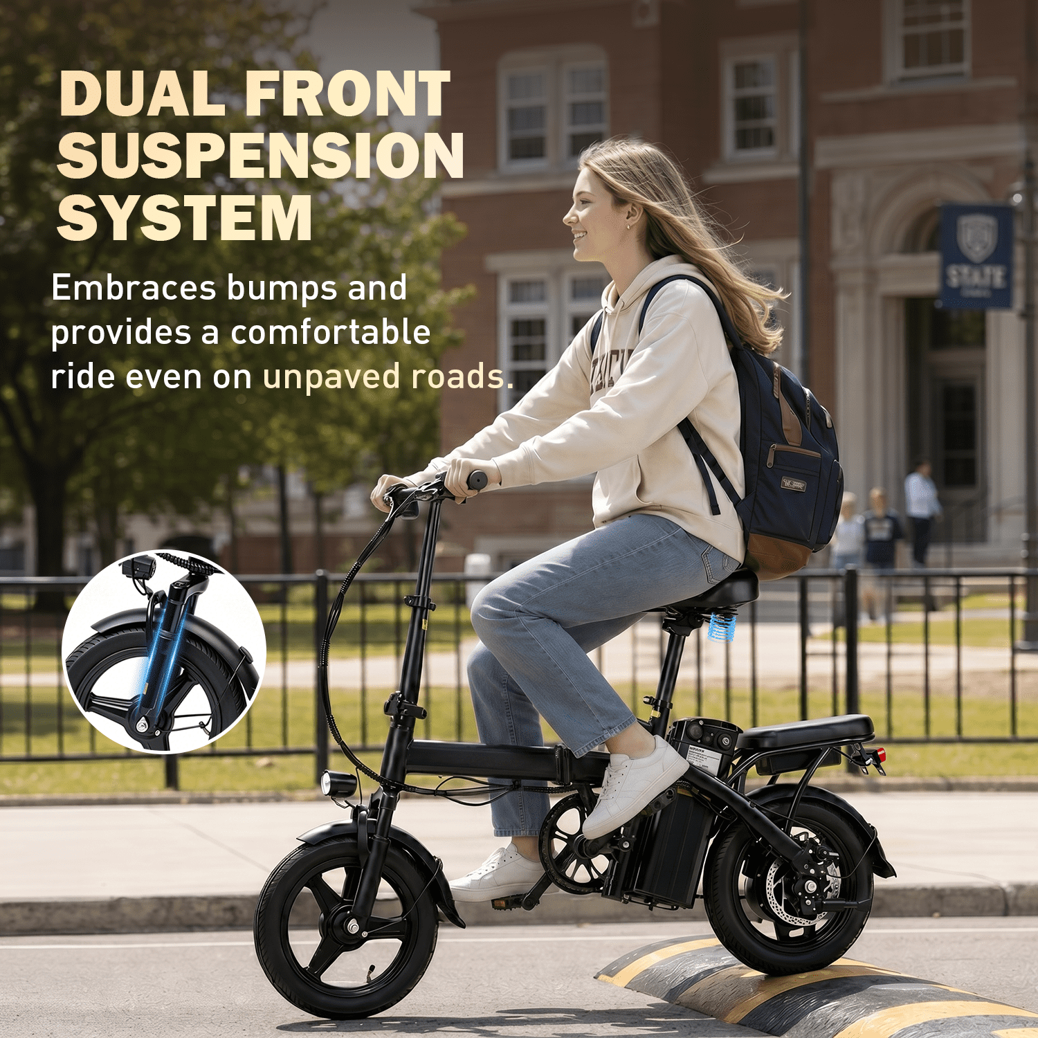 14 Folding Electric Bicycles with 500W Peak Motor,35 Miles 20MPH 432WH Integrated Battery ,Ebike for Adults with Basket,UL2849