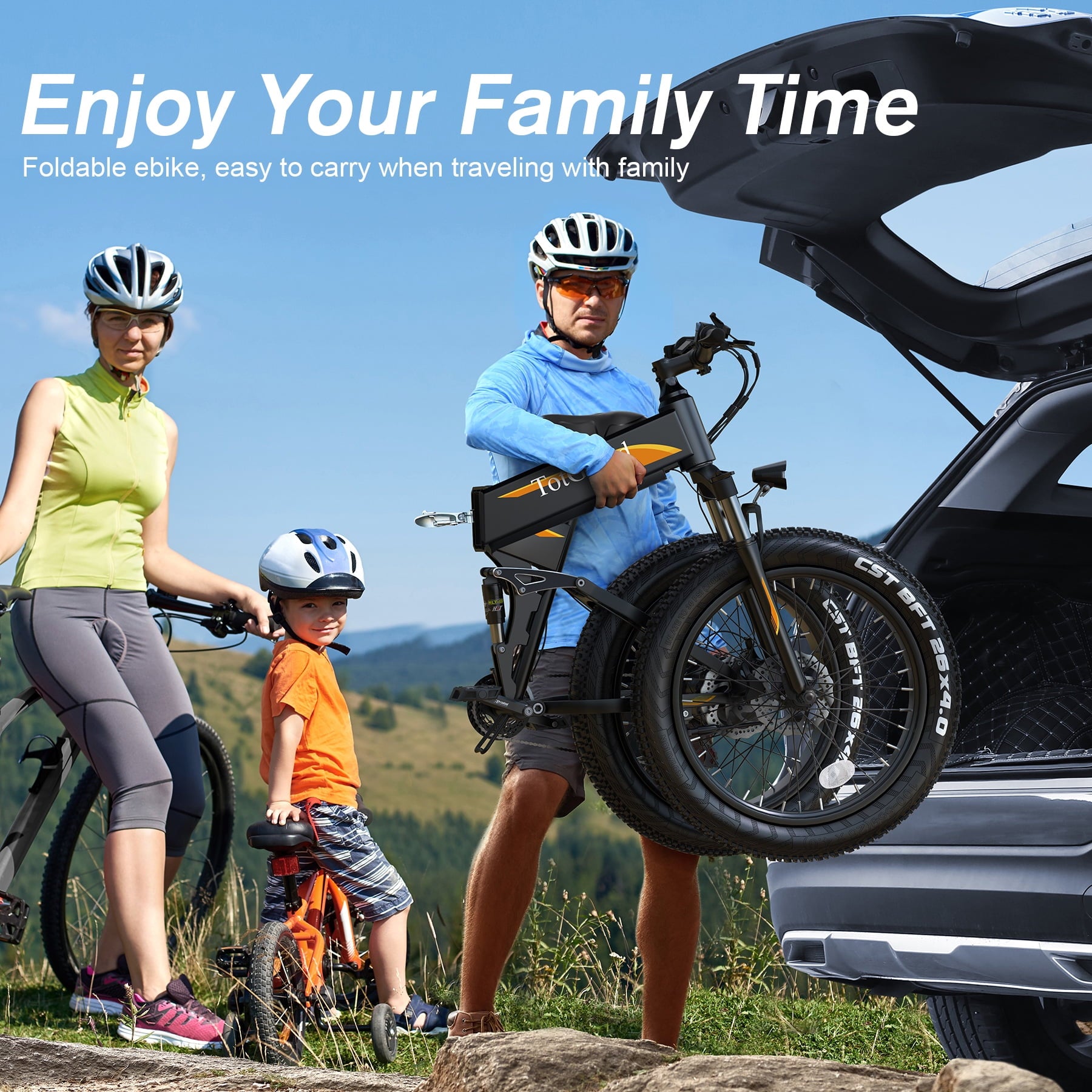 TotGuard 26x4 Electric Bike, Fat Tire 500W Ebike, Foldable Electric Bicycles E Bikes for Adults Electric 48V 10Ah Battery, Dual Shock Absorber, Lockable Fork UL2849