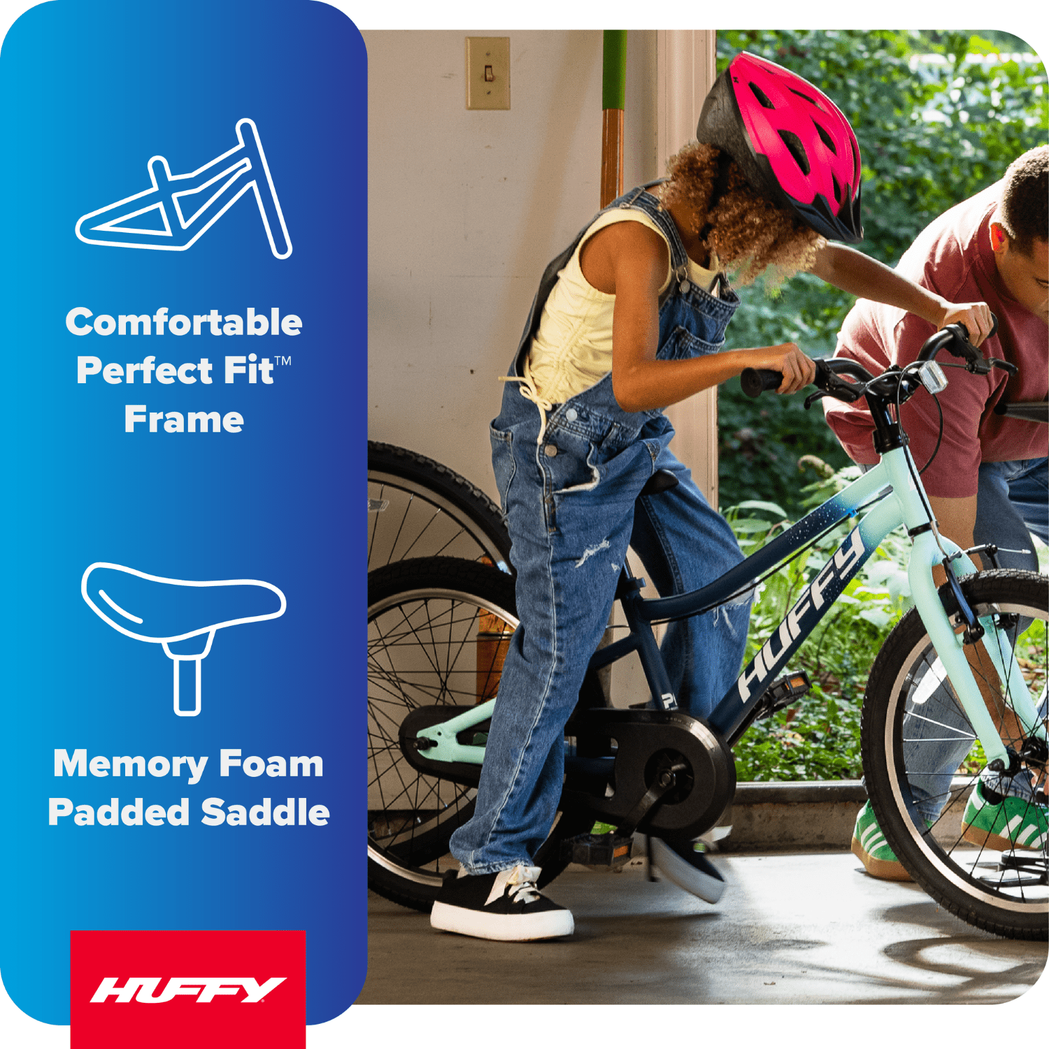 Huffy 20-Inch GRM Kids’ Bike, Perfect Fit Frame for a Natural Riding Position, Dual Braking System for Confident Control, Full Chainguard for Safety, Fits Riders 45–52 Tall, Blue
