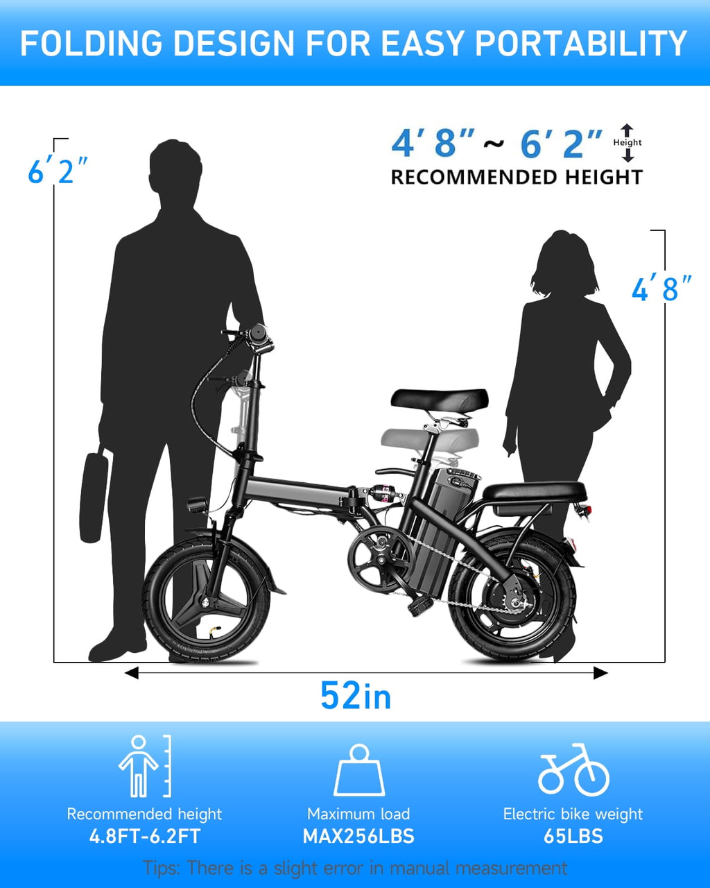 BroPath Electric Bike for Adults, Ebike, Electric Bicycle with 576WH Removable Battery,14 Folding Ebike, 21MPH,20+ Miles(MAX),500W High Motor,Multi-Shock Absorption,Commuting Mini E Bikes,UL2849