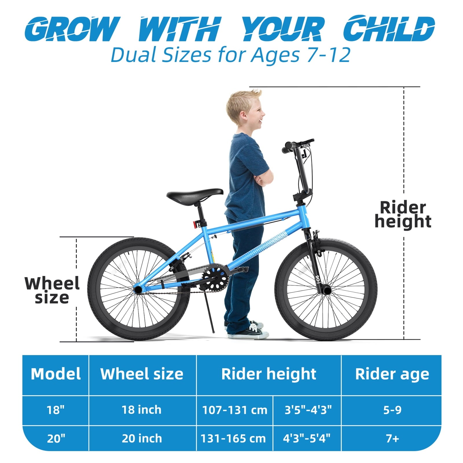 Korimefa Freestyle BMX Bikes, 18 inch Kids Bicycles for 7-12 Years Old Boys Child Tween Teen, with Aluminum Alloy U-Brake, Rear R-Brake, Hand Brake Levers & Front Rear Pedals, White