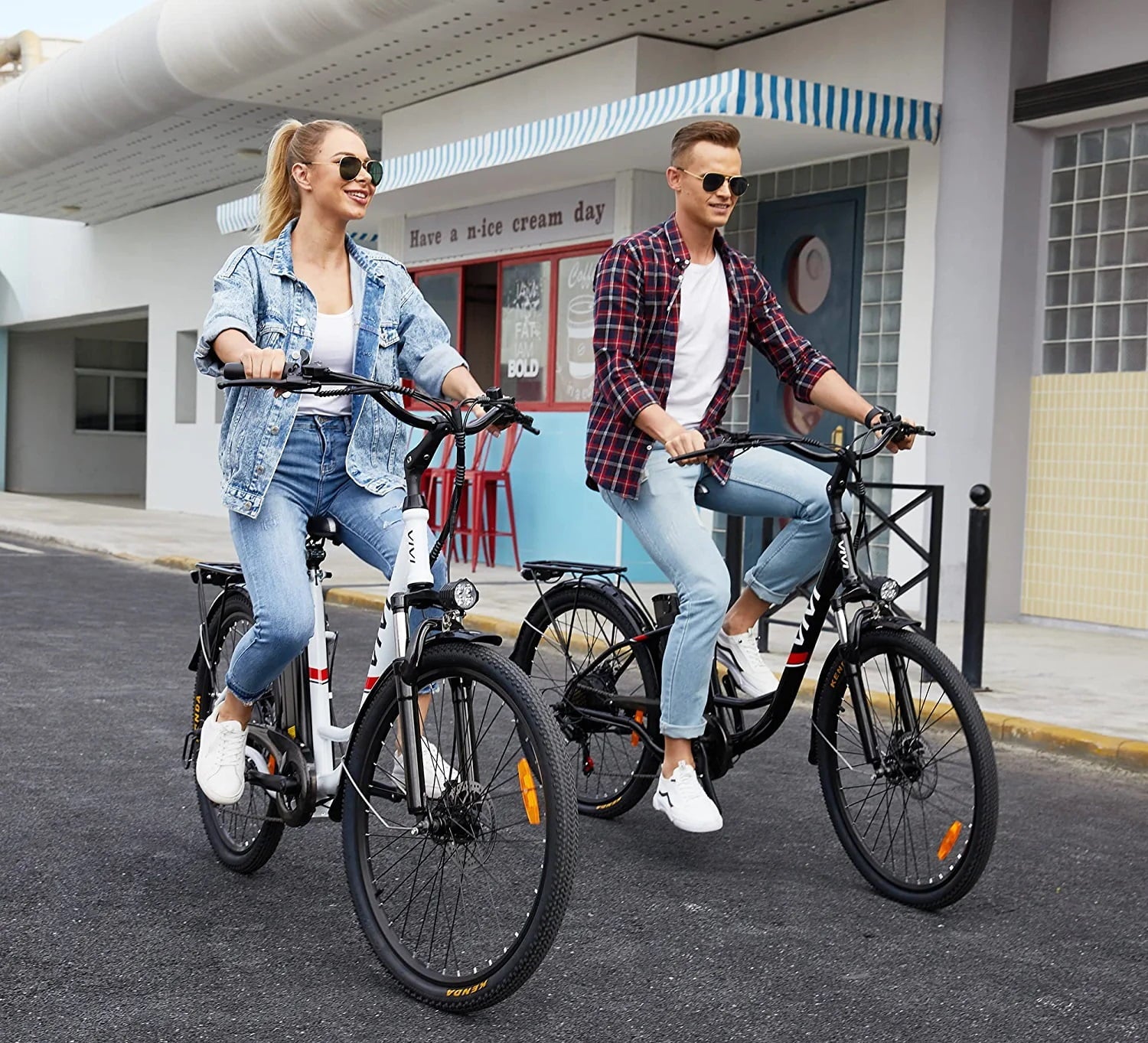 Vivi Electric Bike for Adults 26 Electric Cruiser Bike 48V 500W Step-Through Electric Bike 19.8MPH City Commuter Electric Bike with Cruise Control, UL2849 Certified
