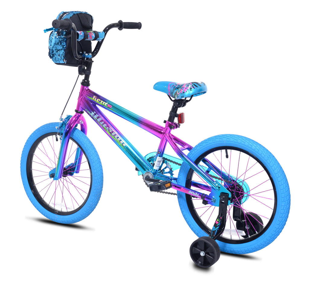 18 Kent Illusion Child Bicycle, 18 Wheels, Child Ages 6-12 Years, Blue/Purple