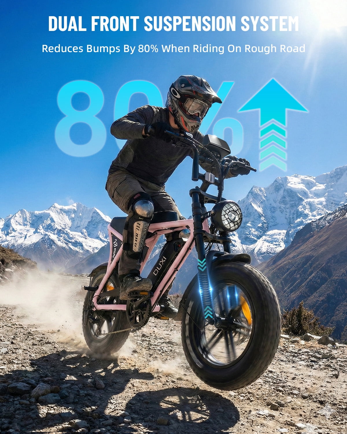 OUXI V8 Electric Bike for Adults, 20 Fat Tire Electric Mountain Bike Peak 750W, 48V 15Ah Battery, UL2849