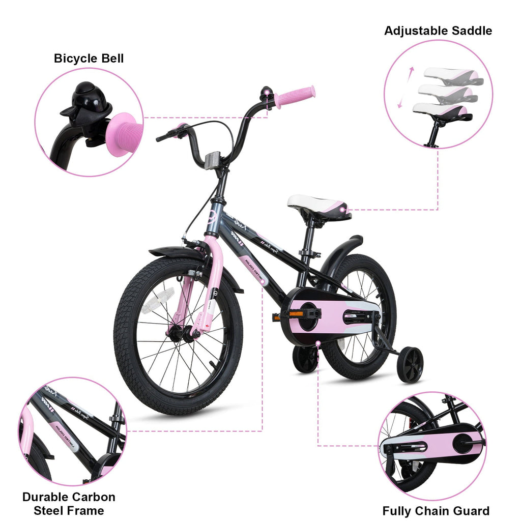 Hykolity Kids Bike, 16 Inch Children Bicycle for Boys & Girls Ages 4-6 Years Old, Rider Height 38-48 Inch, Sport Bike BMX Freestyle Handlebar Black Green