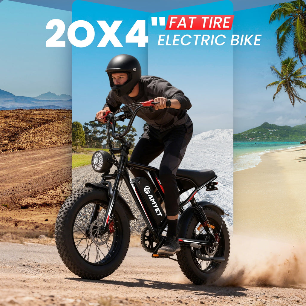 AMYET S8-S Electric Bike 1000W(1500W Peak), 48V 20Ah, 20x4.0 Fat Tire Ebike for Adults, Hydraulic Disc Brakes E-Mountain Bicycle, UL2849