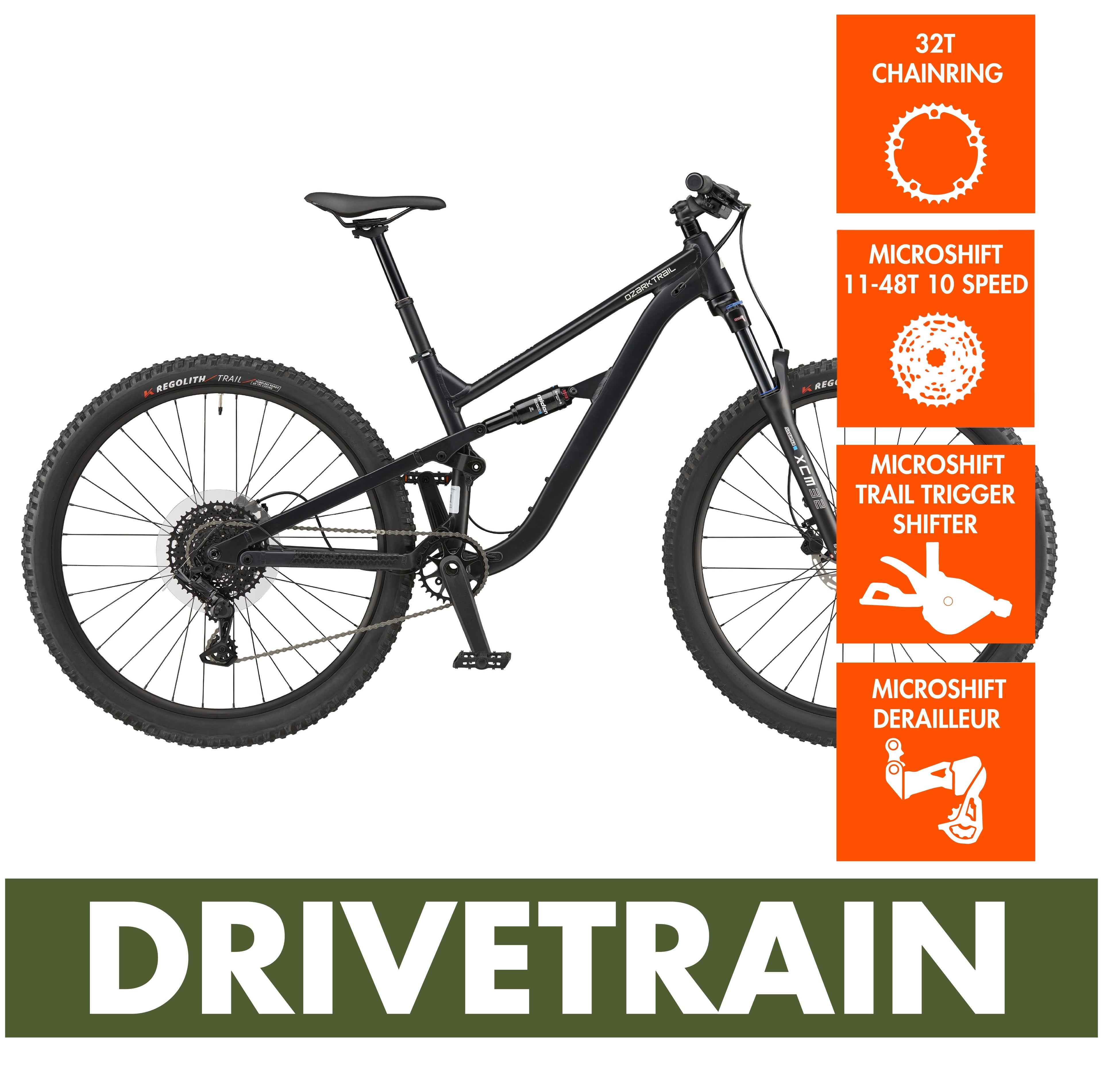 Ozark Trail 29 FS.3 Fastflow Full Suspension Mountain Bike, 29 Wheels, Medium Frame, Fits Rider 5'7' - 5'11, Black, Adult, Online Only