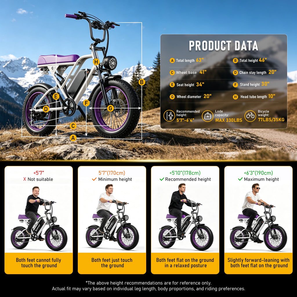 AMYET G60 Electric Bike for Adults, 1000W Peak 1500W, 48V 20Ah, 20x4 Fat Tire E Mountain Bike, UL2849