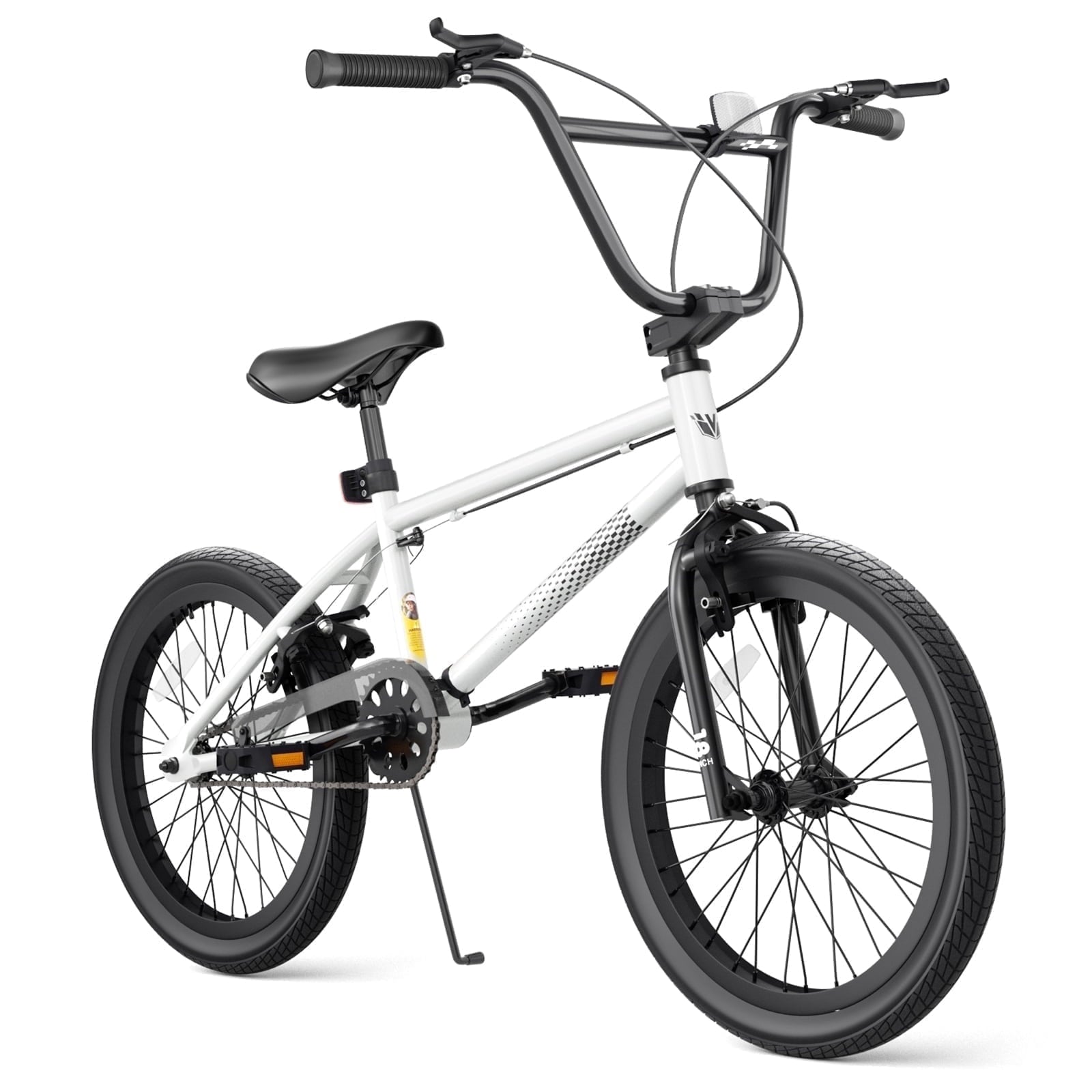 Korimefa Freestyle BMX Bikes, 18 inch Kids Bicycles for 7-12 Years Old Boys Child Tween Teen, with Aluminum Alloy U-Brake, Rear R-Brake, Hand Brake Levers & Front Rear Pedals, White