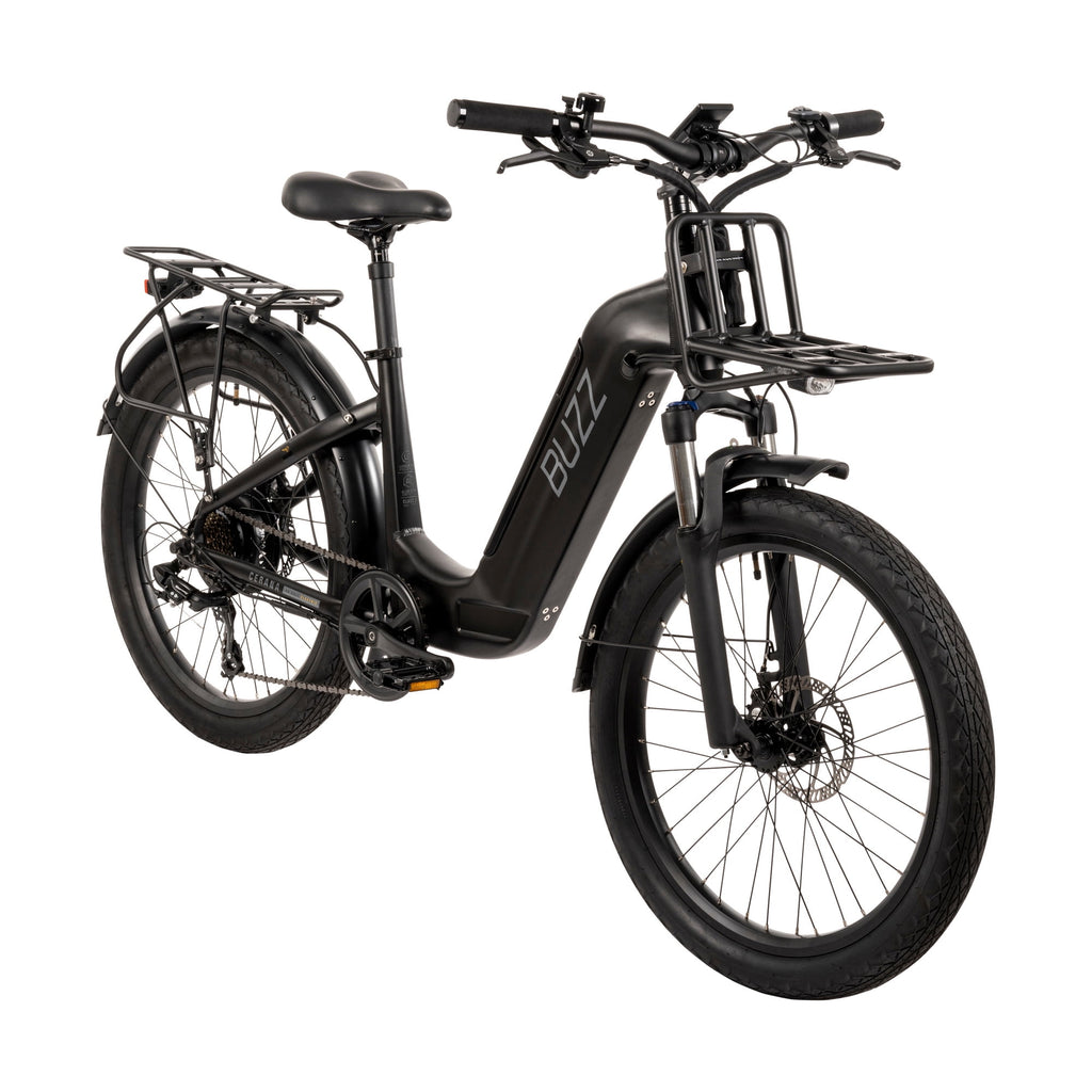 Buzz 24 Cerana 2 48V Electric Bike, Fits Riders 60+, Matte Black, Adult, Unisex
