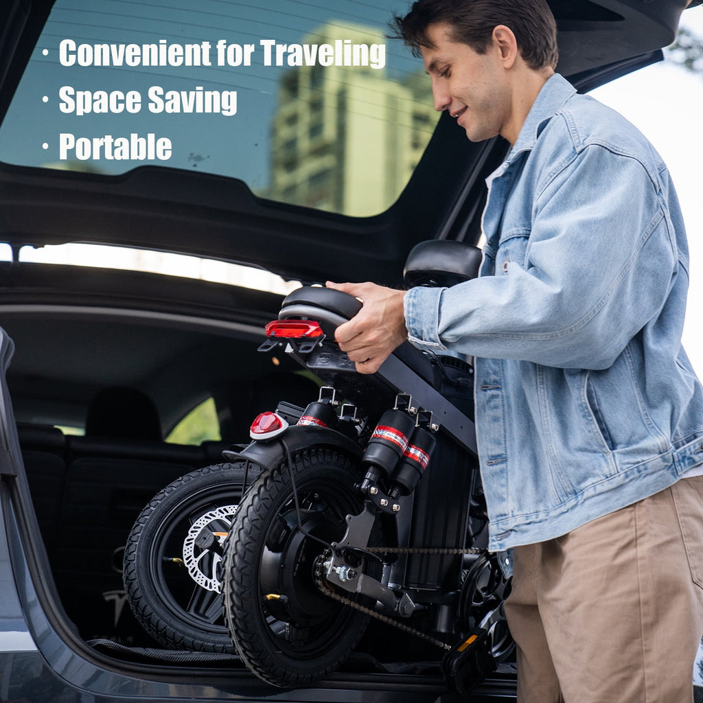 ASKGO F9 Adult Folding Electric Bike, 1200W 25 MPH 25 Miles, 48V 13Ah Removable Battery, Meets Daily Commuting,Going Out and Playing,Give the best gift,Folding Ebike for Adult with Two Seats，UL2849