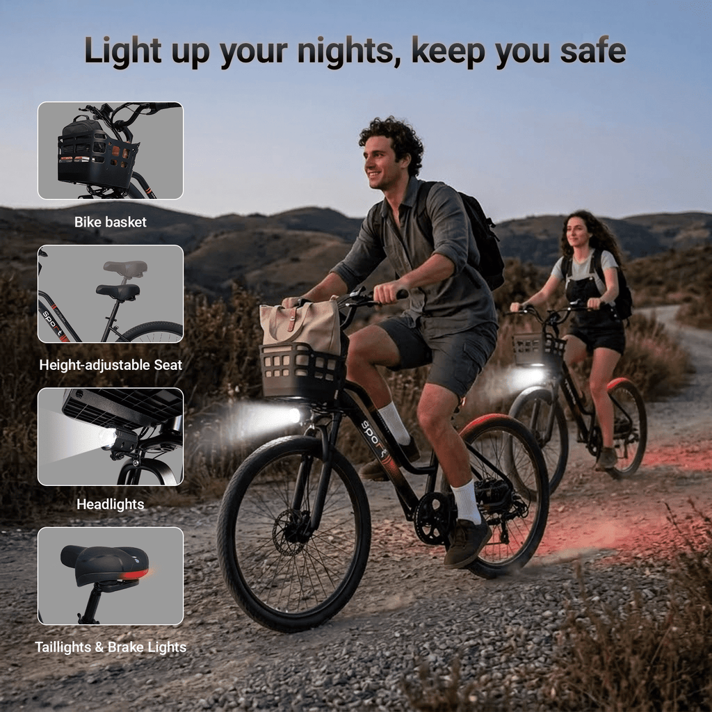 BroPath Electric Bike for Adults,26”Electric Mountain Bike 576Wh Internal Battery & LCD Display, with 7-Speed, 25MPH,Ebike,Full Suspension, 800W (Peak) Motor Commuter Electric Bicycle,UL2849