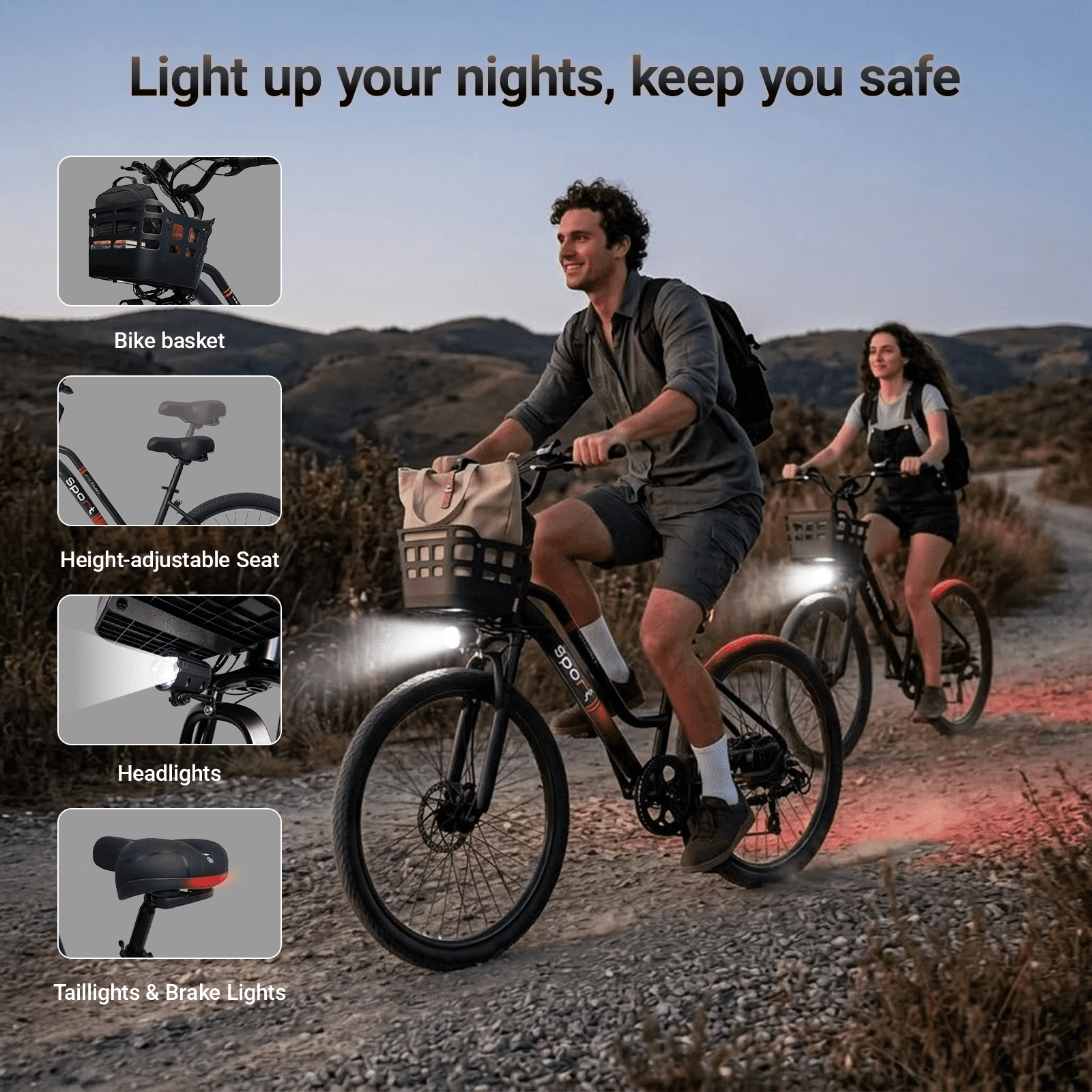 BroPath Electric Bike for Adults,26”Electric Mountain Bike 576Wh Internal Battery & LCD Display, with 7-Speed, 25MPH,Ebike,Full Suspension, 800W (Peak) Motor Commuter Electric Bicycle,UL2849
