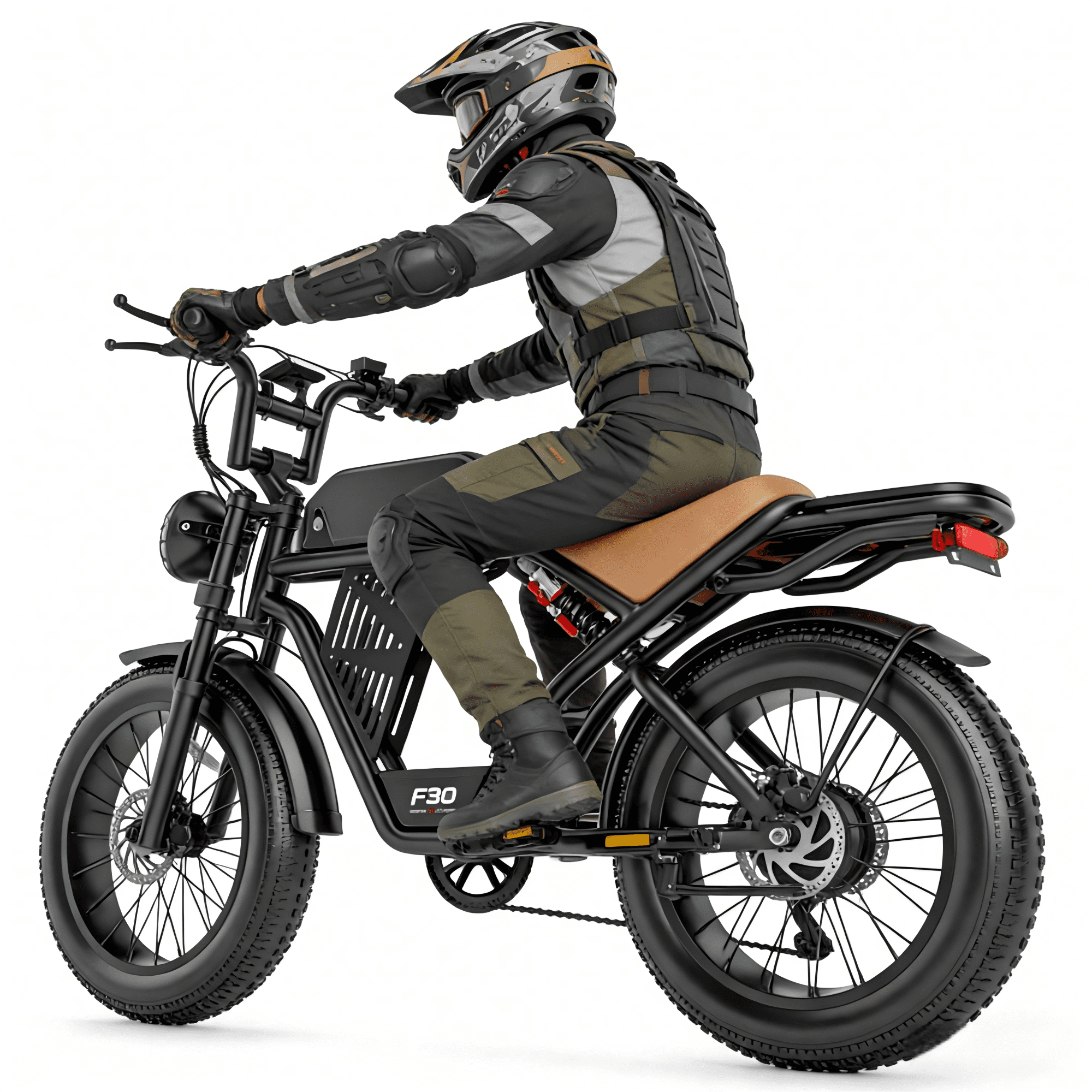 PostJoy F30 2500W Electric Bike, 48V20Ah Battery up to 50 Miles 7-Speed All-Terrain, 20-inch Fat Tire Full Suspension, off-Road Dirt Mountain Bike UL2849 Certified
