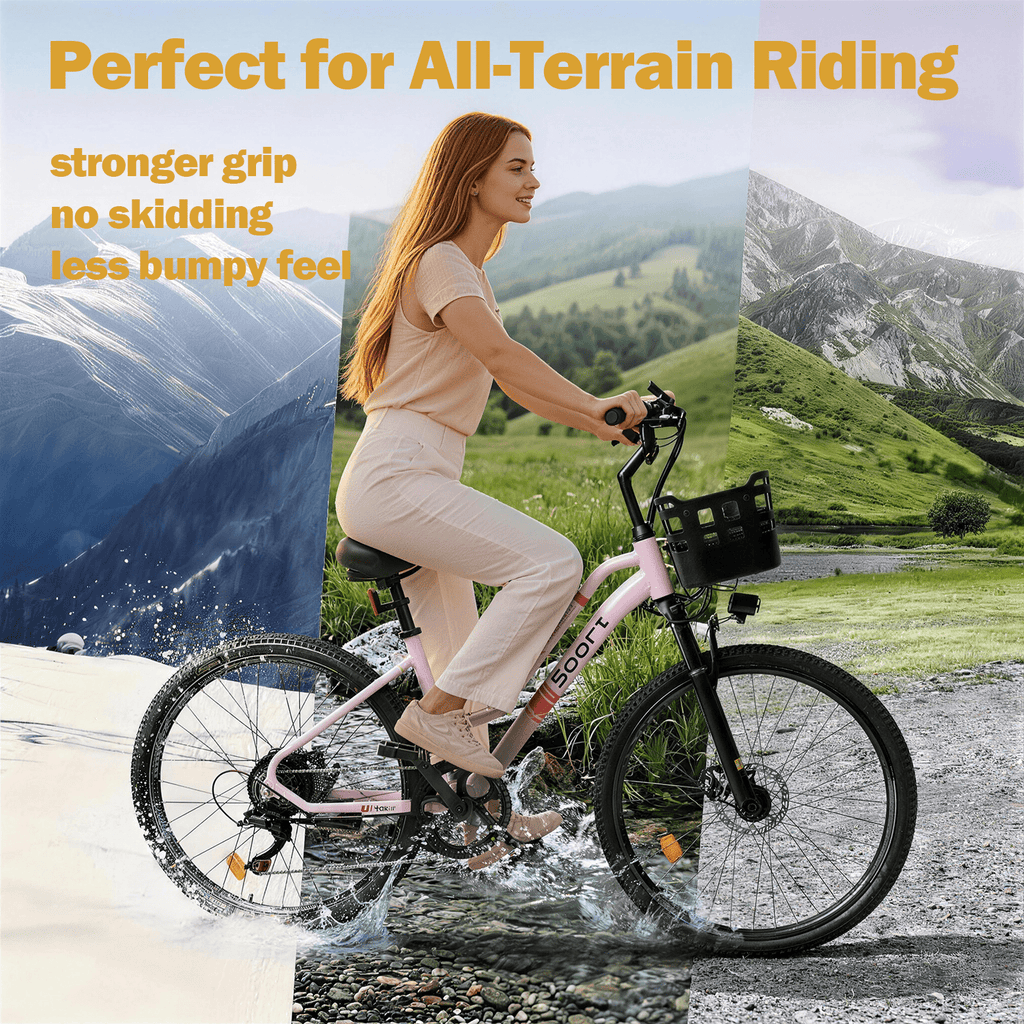 BroPath Electric Bike for Adults,26”Electric Mountain Bike 576Wh Internal Battery & LCD Display, with 7-Speed, 25MPH,Ebike,Full Suspension, 800W (Peak) Motor Commuter Electric Bicycle,UL2849