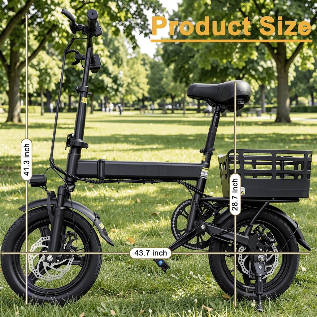 14 Folding Electric Bike for Adults, 500W Commuter Ebike with 350WH Battery, 20MPH & 20 Miles, UL2849, Mini Bicycle with Basket