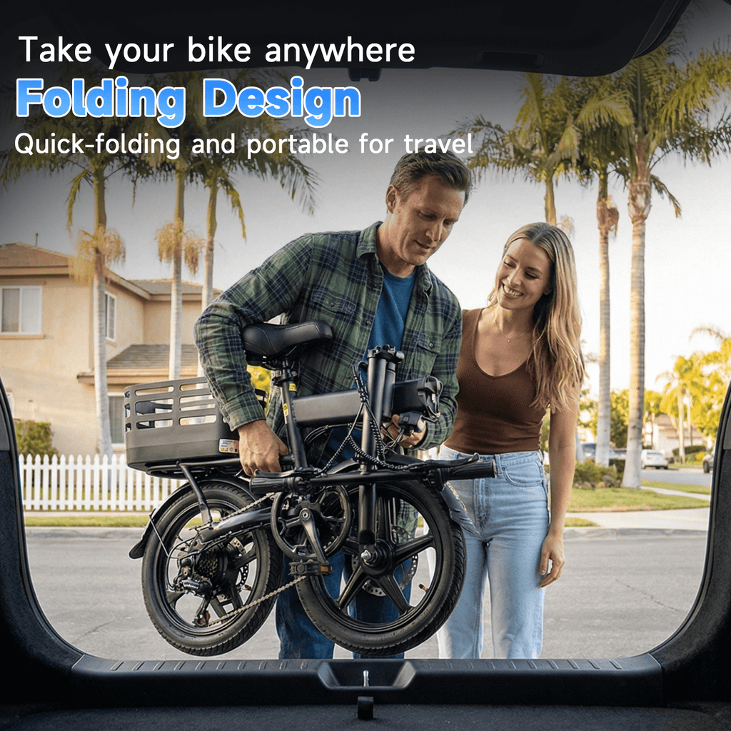 14 Folding Electric Bicycles with 500W Peak Motor,35 Miles 20MPH 432WH Integrated Battery ,Ebike for Adults with Basket,UL2849