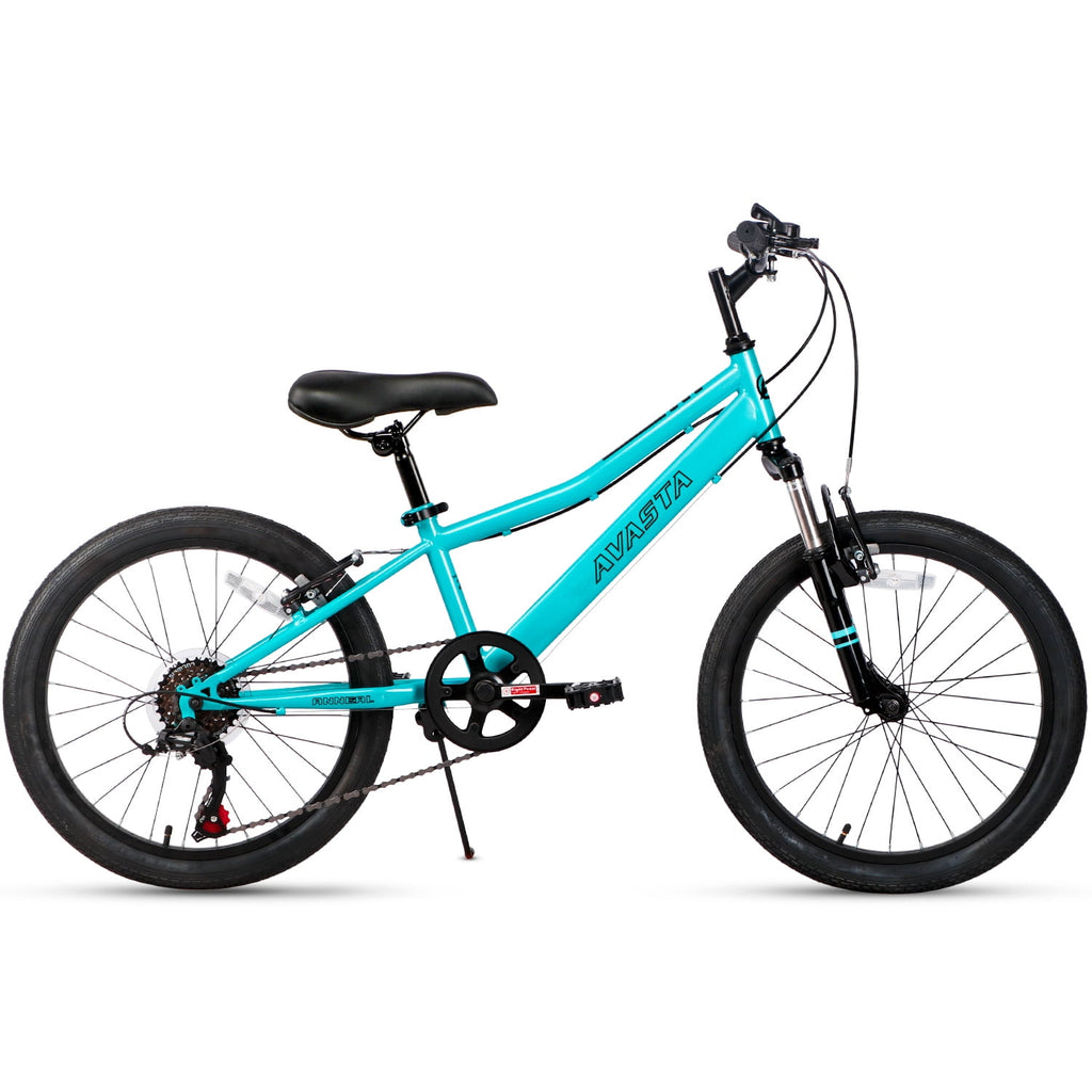 AVASTA 20'' Big Kids Mountain Bike for Age 6 7 8 9 10 11 12 Years Old Boys Girls Teen with Suspension Fork Front & Rear Dual Hand Brakes 6 Speeds Drivetrain, Green