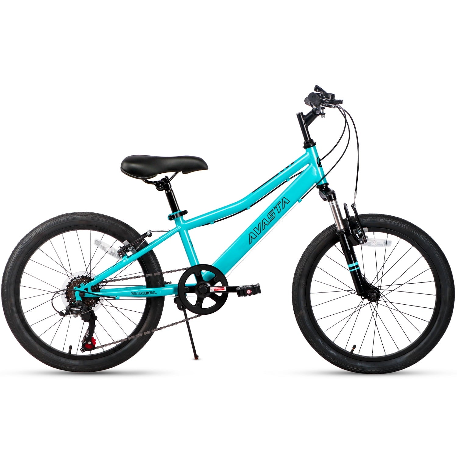 AVASTA 20'' Big Kids Mountain Bike for Age 6 7 8 9 10 11 12 Years Old Boys Girls Teen with Suspension Fork Front & Rear Dual Hand Brakes 6 Speeds Drivetrain, Green