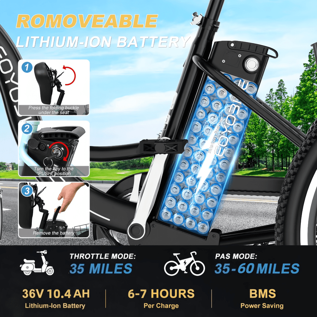MOONCOOL Electric Trike for Adults w/ Rearview Mirror kit, 700W Peak Motor 10.4Ah battery，24/26 7 Speeds 3 Wheels Low Step Through Unisex Electric Trikes，35-60Miles