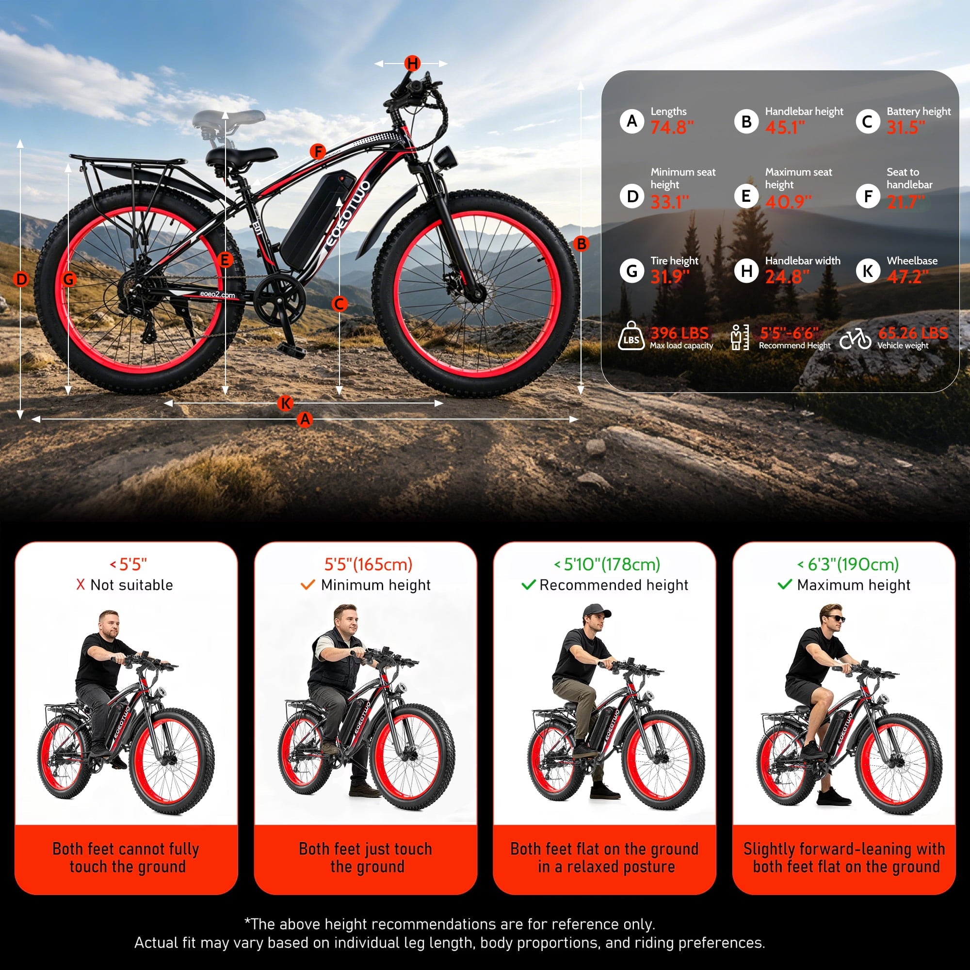 EOEOTWO 1500W Electric Mountain Bike for Adults,48V 15Ah Removable Battery 60Miles Longe Range, 34MPH Fast Cruiser Ebike, 26'' Fat Tire All-Terrain E-Bicycle with LED Display UL2849