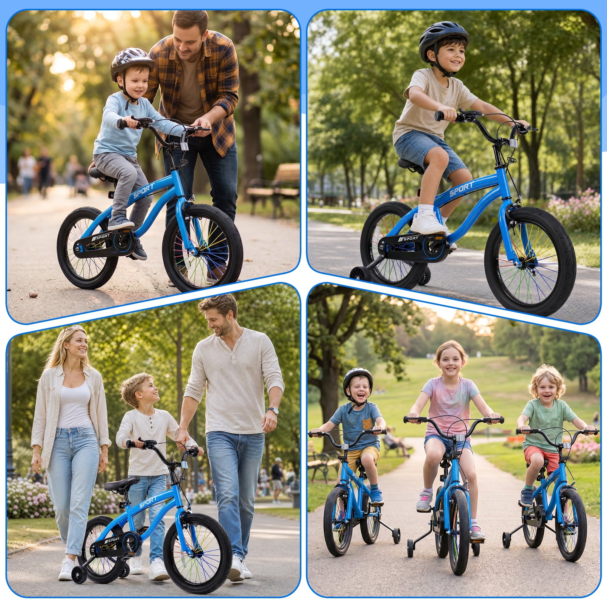 Enjoyrun 14 Kids Bike,Bike for Boys and Girls with Training Wheels,Children's Bicycles for Ages 3–7,Blue