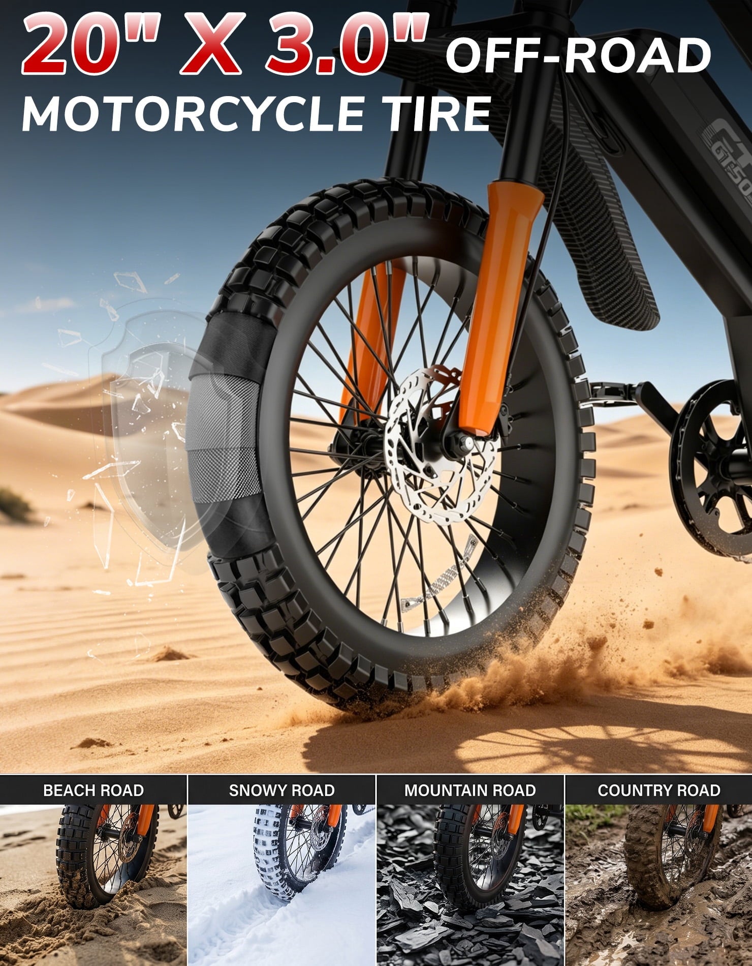 PostJoy F30 2500W Electric Bike, 48V20Ah Battery up to 50 Miles 7-Speed All-Terrain, 20-inch Fat Tire Full Suspension, off-Road Dirt Mountain Bike UL2849 Certified
