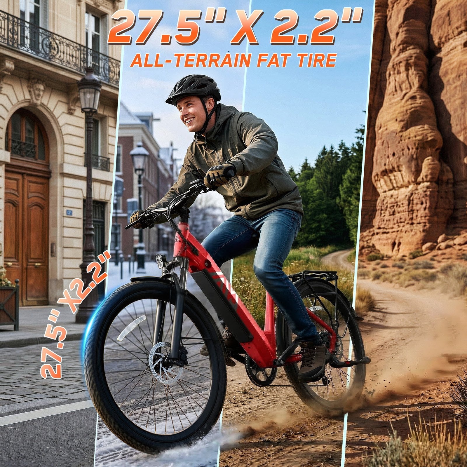TST Electric Bike for Men, Peak 1000W E Mountain Bike, Electric Bicycle, 27.5 Tire EBike, Hydraulic Disc Brakes, 48V/15Ah Battery