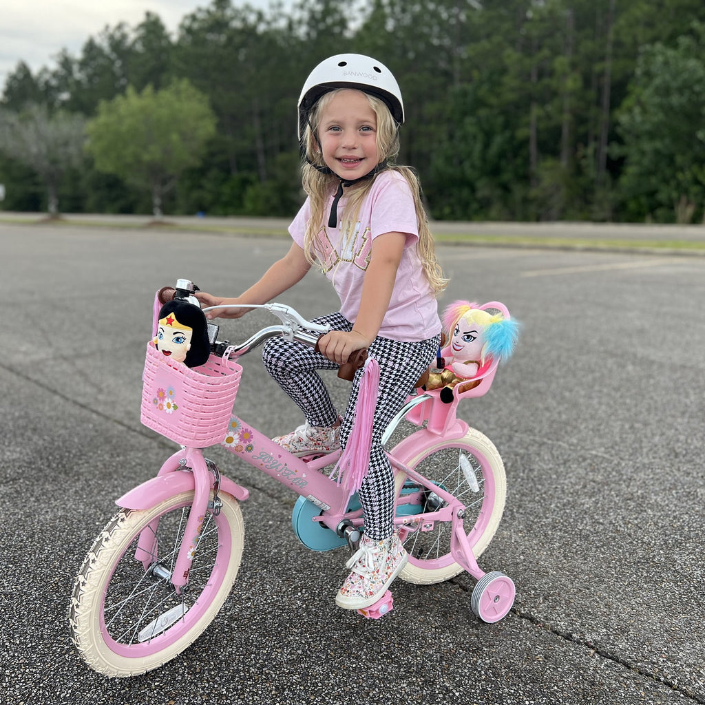 JOYSTAR Little Daisy 14 Inch Kids Bike for 3 4 5 Years Girls with Handbrake Children Princess Bicycle with Training Wheels Basket Streamer Toddler Cycle Bikes Blue
