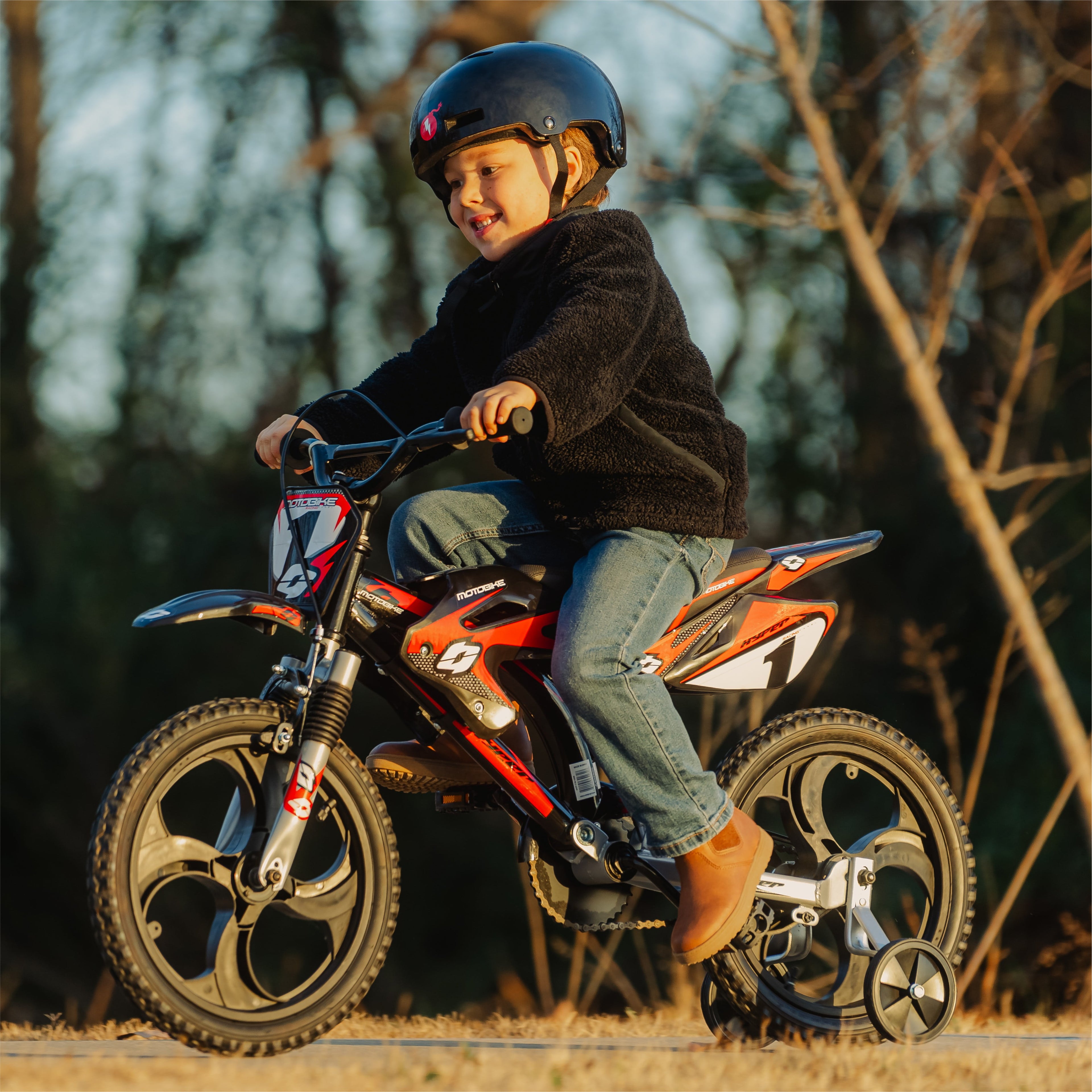 Hyper Bicycles 16 Moto Bike, Children Ages 5-7, Black/Red