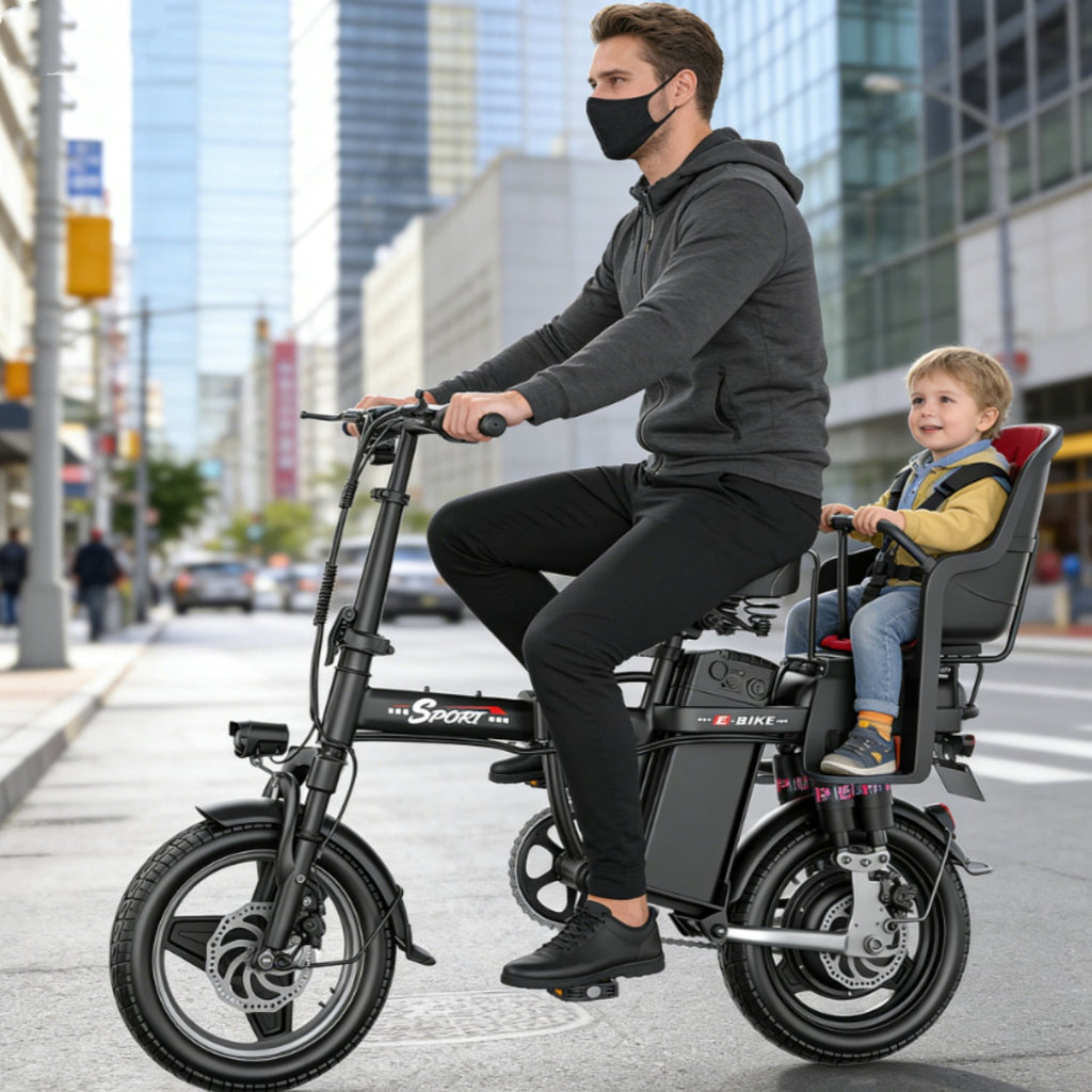 ASKGO F9 Adult Folding Electric Bike, 1200W 25 MPH 25 Miles, 48V 13Ah Removable Battery, Meets Daily Commuting,Going Out and Playing,Give the best gift,Folding Ebike for Adult with Two Seats，UL2849