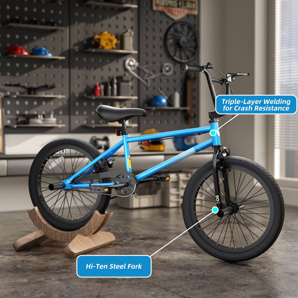 Korimefa Freestyle BMX Bikes, 18 inch Kids Bicycles for 7-12 Years Old Boys Child Tween Teen, with Aluminum Alloy U-Brake, Rear R-Brake, Hand Brake Levers & Front Rear Pedals, White