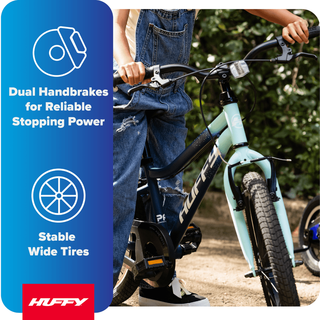 Huffy 20-Inch GRM Kids’ Bike, Perfect Fit Frame for a Natural Riding Position, Dual Braking System for Confident Control, Full Chainguard for Safety, Fits Riders 45–52 Tall, Blue