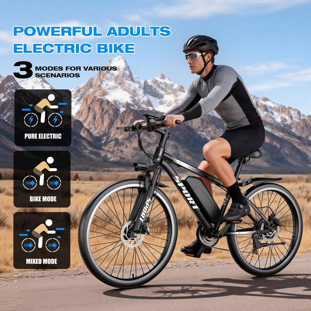 1200W Adult Electric Mountain Bike, 48V 10A Removable Battery-65 Miles, 26 Professional Shock Absorbing Tires,30MPH Off-Road Motorcycle,7 Speed Ebike,UL2849