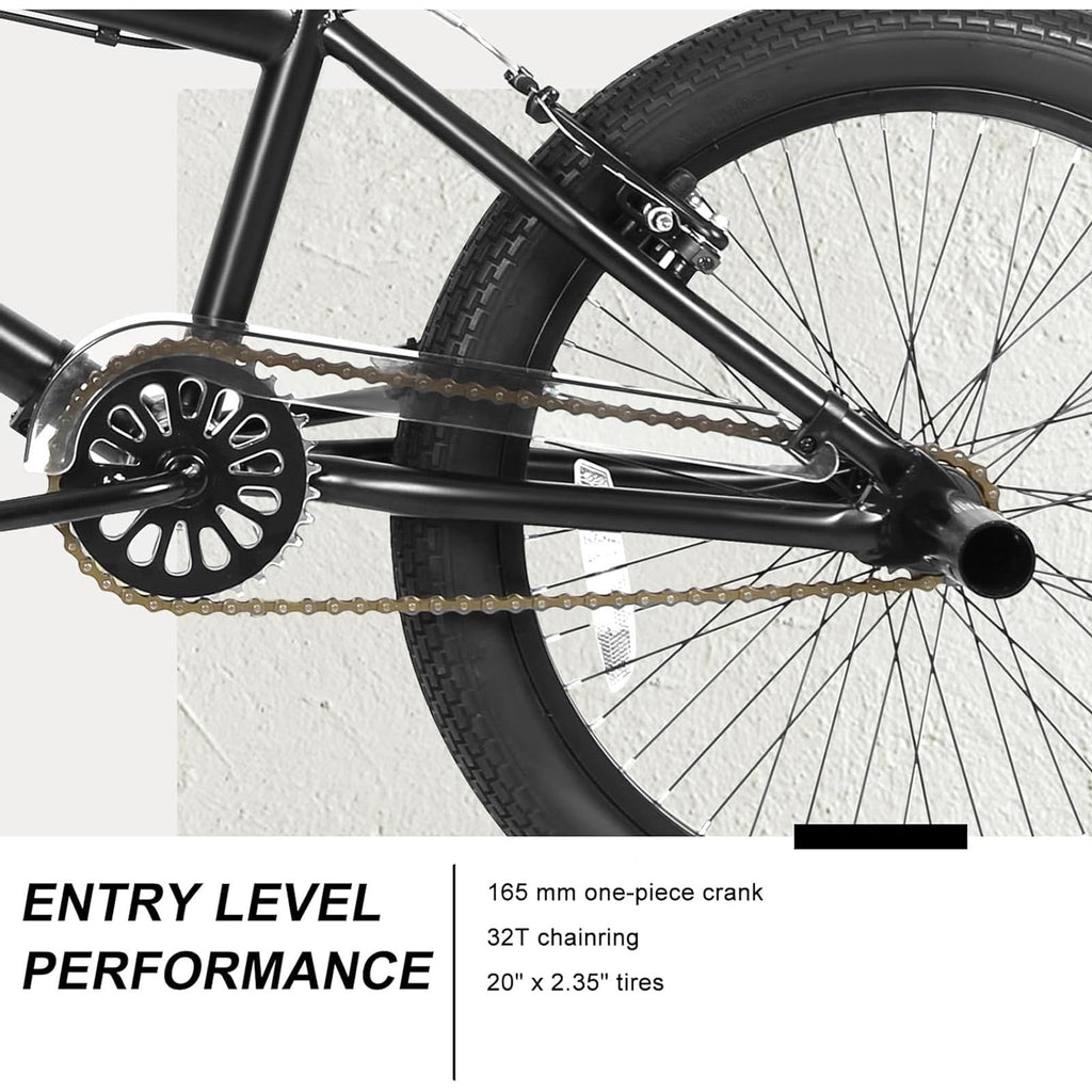 Hykolity 20 inch BMX Bike Freestyle Cycling Trick Bicycle with 4 Pegs for Teenage Adults Men Women Beginners Street Stunt Bike V-Brake Silver