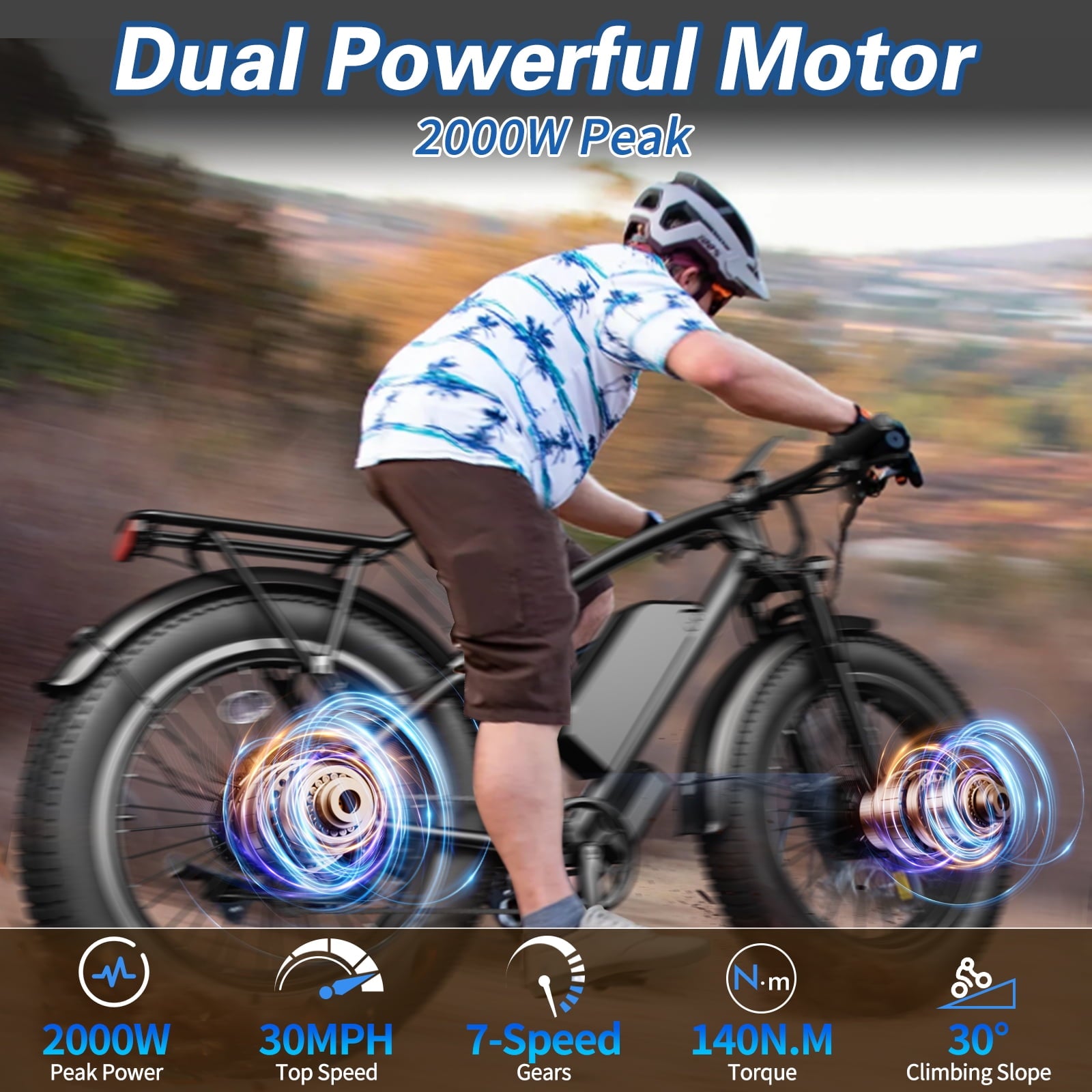Skeri Electric Bike, 26x4.0 Fat Tire E Bike, 500W (Peak 1000) Motor, 48V 15.6Ah Removable Electric Bike for Adults, 60 Miles & 25 mph, Electric Bicycle with 7 Speed and Front Suspension