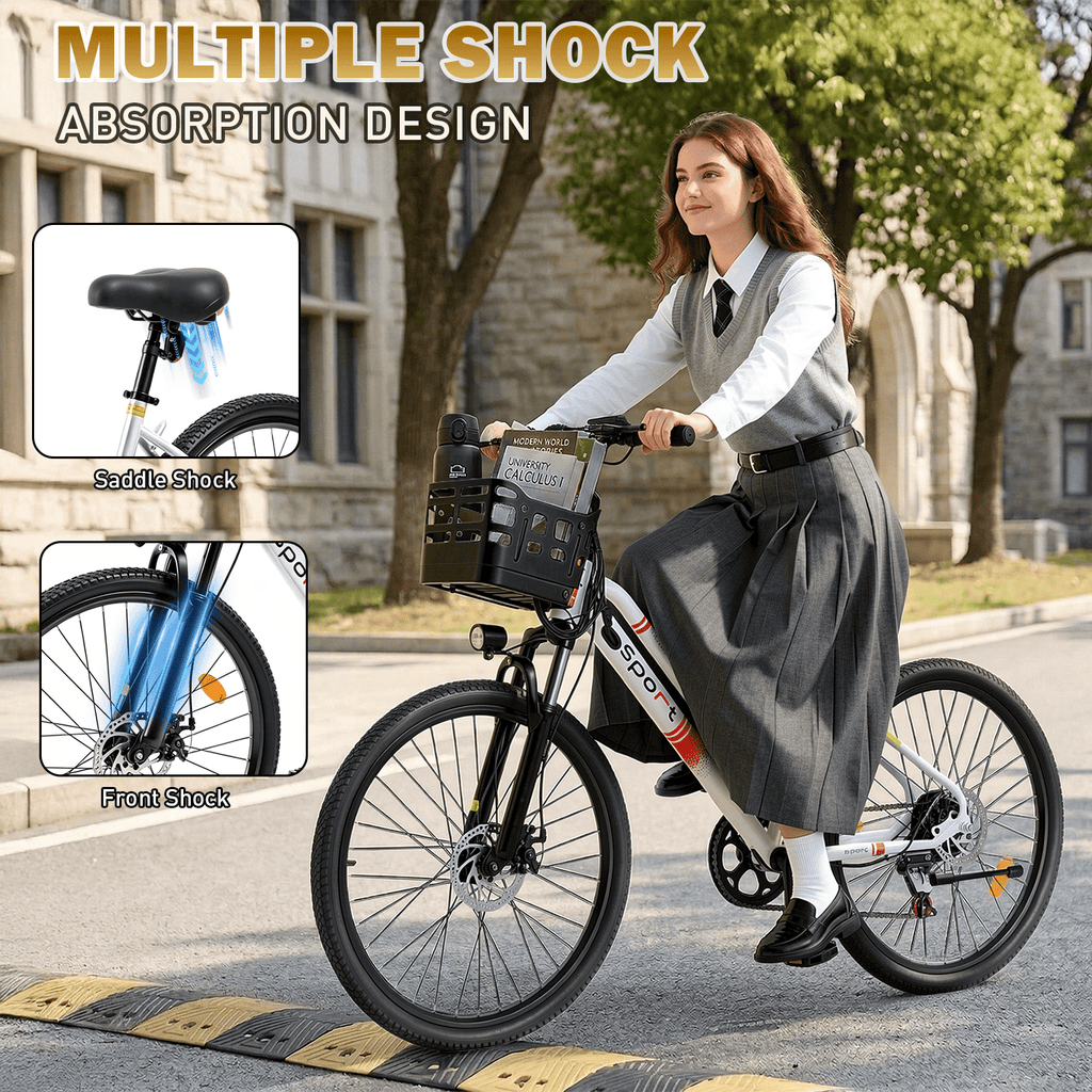 OwnGold 14IN Folding Electric Bicycles for Adults Teens with Basket,500W Peak Motor Up to 20 mph Range 30 Miles,36V 12Ah Removable Battery,Commuter/Shopping Mini Ebike,UL 2849
