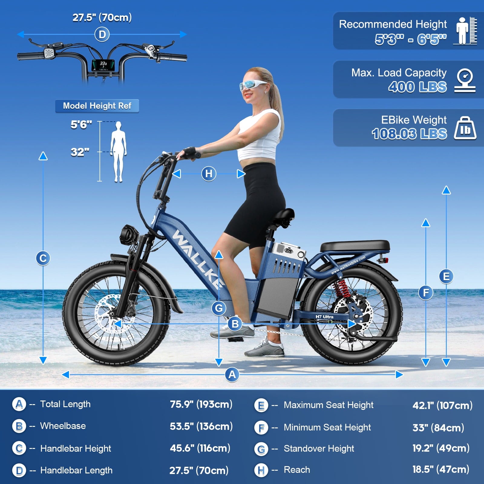 W WALLKE H7 Ultra 4000W Ebike, 37MPH Electric Bike, 48V 55Ah Portable Power Station Battery, Torque Sensor, 20 Puncture-Proof Fat Tire