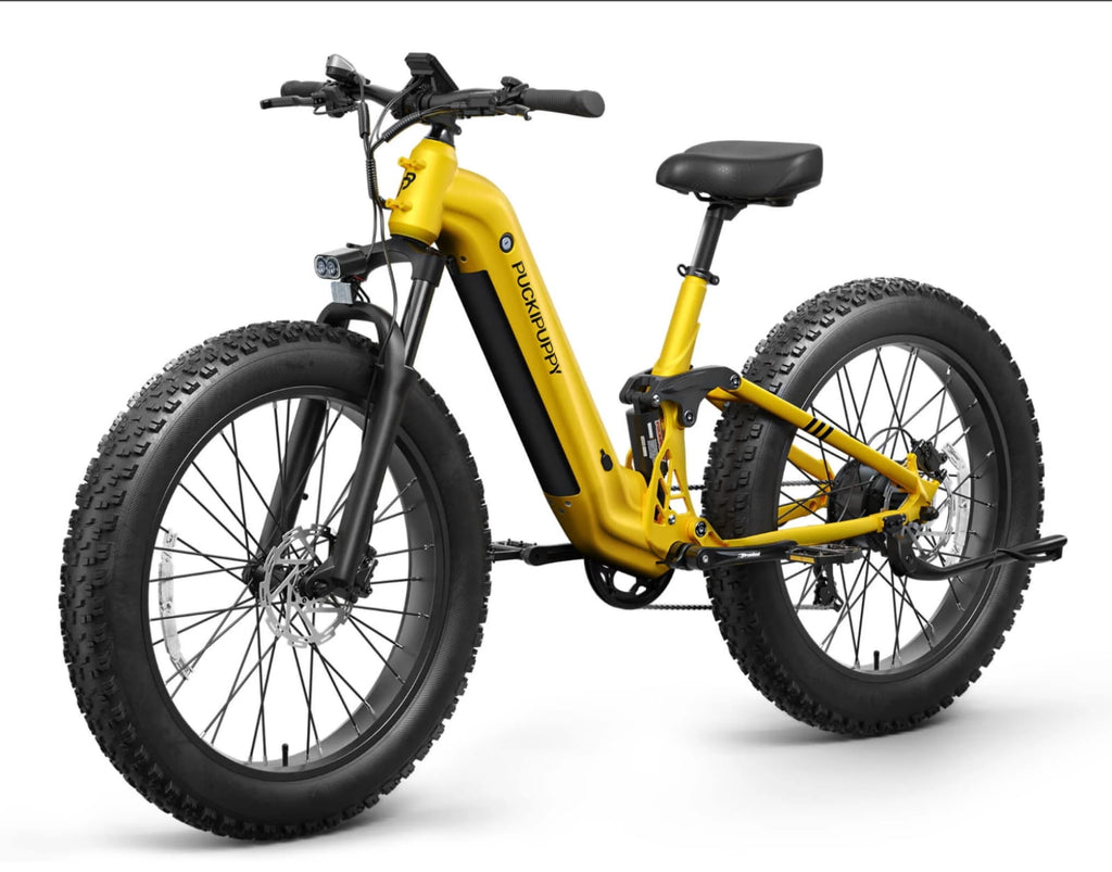 PUCKIPUPPY 26 Electric Bikes for Adults 960W Peak Step Through E-Bikes up to 80Miles Range 48V 20AH Battery Full Suspension Ebike 28 mph Max Speed Fat Tire E-Mountain Bike 7 Speed, UL2849 by SGS