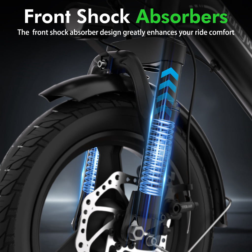 Bodywel Foldable Electric Bike for Adults and Teens, 14 Electric Bicycle with Peak 500W Motor, 36V 10Ah Battery, Commuting Mini Ebike, E Bike, UL2849