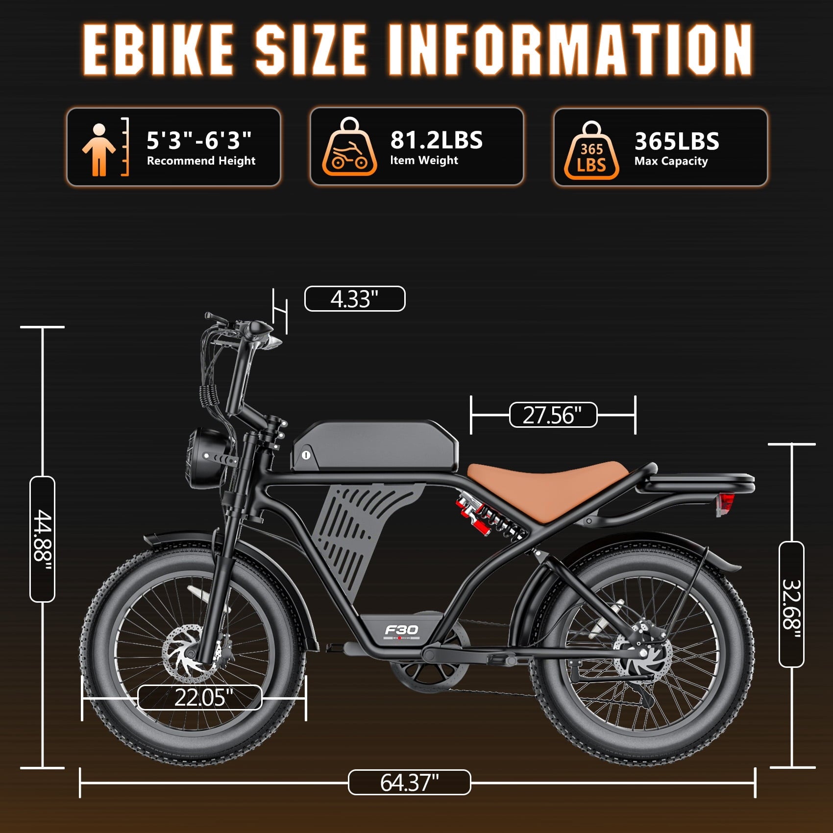 PostJoy F30 2500W Electric Bike, 48V20Ah Battery up to 50 Miles 7-Speed All-Terrain, 20-inch Fat Tire Full Suspension, off-Road Dirt Mountain Bike UL2849 Certified