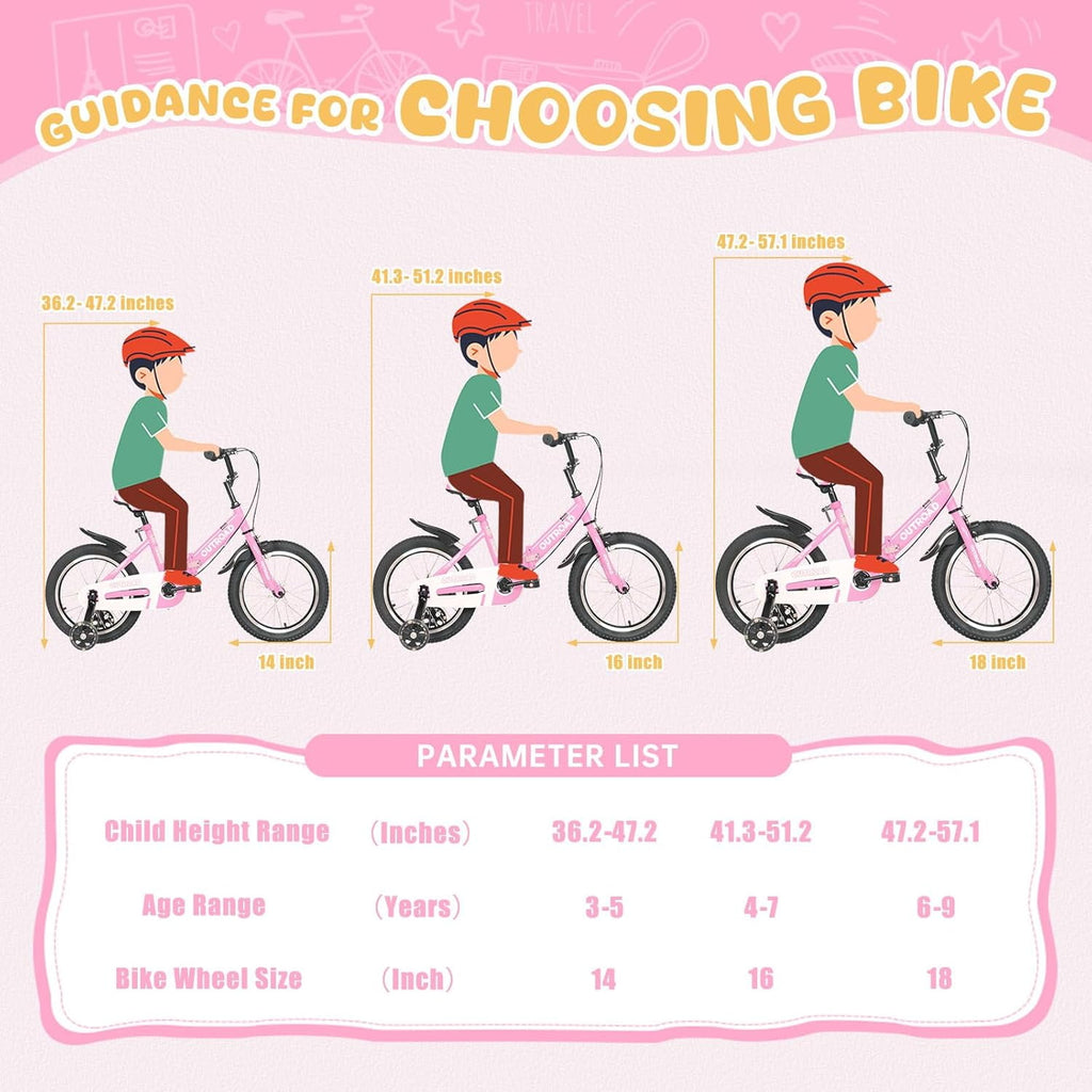 Marknig 14 16 18 Folding Kids Bike with Removable Training Wheels, Children's Bicycle for Boys & Girls Ages 3-9 Years, Easy-Storage Toddler Bike
