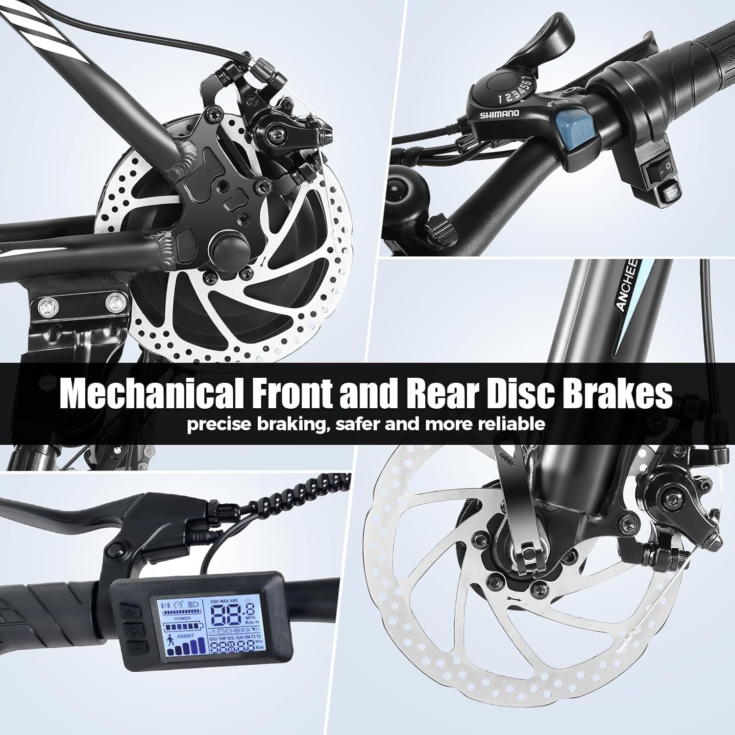 ANCHEER Electric Bike ,26 Electric Bike for Adults Electric Bicycles, 500W Electric Mountain Bike, 48V Commuter Ebike 48V Battery Ebike UL 2849, Lockable Suspension Fork, Shimano 21 Speed