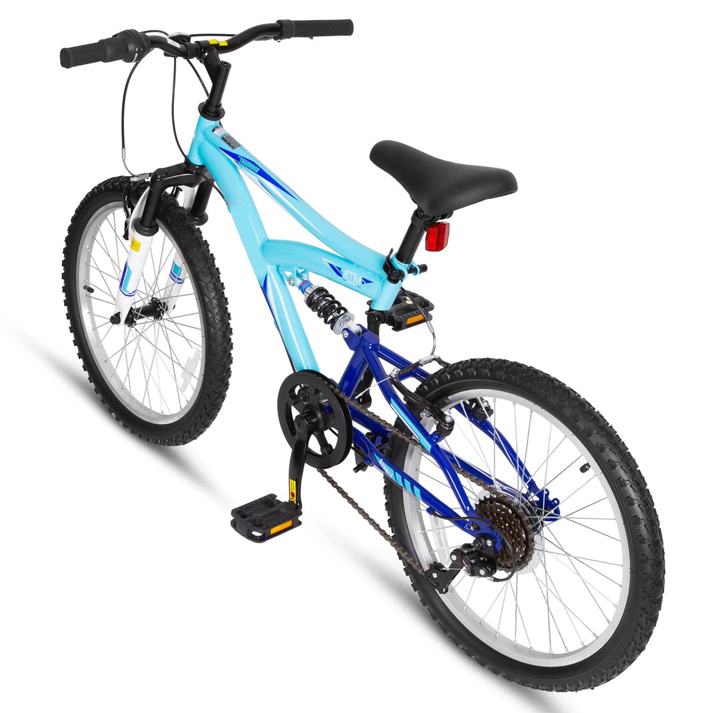 Hykolity Kids Mountain Bike 20 inch MTB Bicycle Age 6-12 Years Height 42-56 in Tween Cycling Full Suspension Sport Outdoor Bikes - Matte Black
